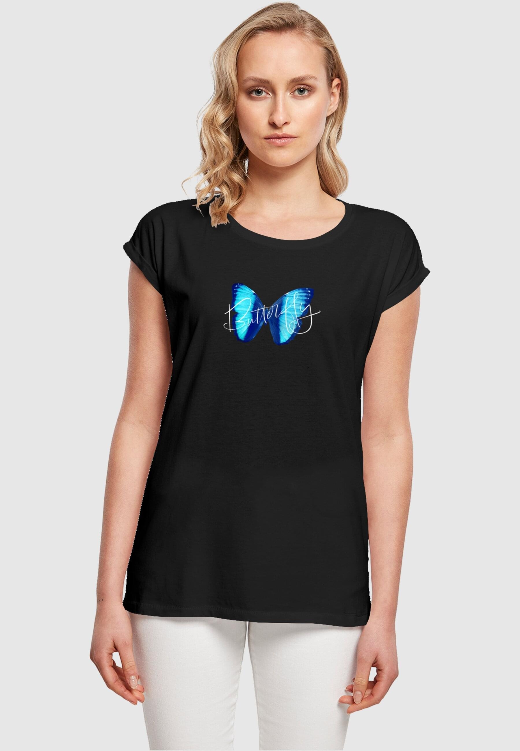 Butterfly Extended BAUR Merchcode (1 T-Shirt | bestellen tlg.) Blue Tee«, für Shoulder Ladies »Damen