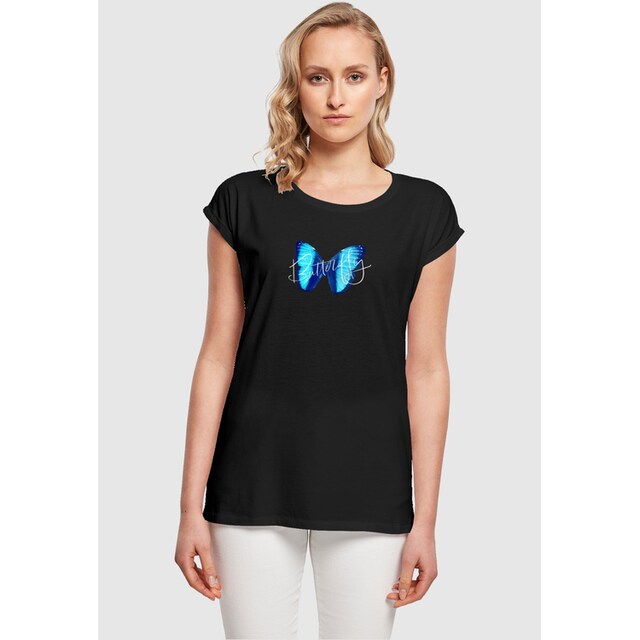 Merchcode T-Shirt »Damen Ladies Butterfly Blue Extended Shoulder Tee«, (1  tlg.) für bestellen | BAUR