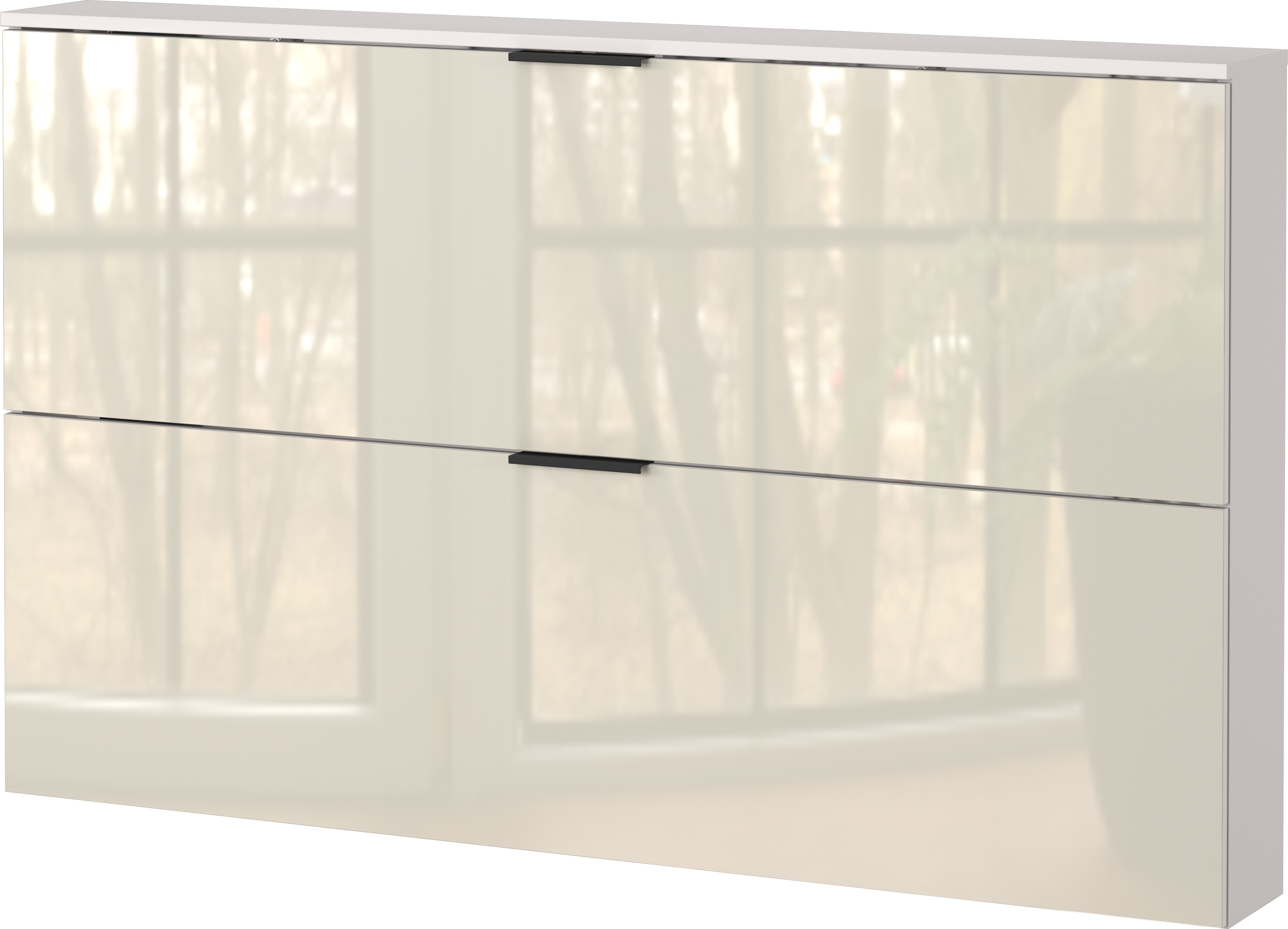 GERMANIA Schuhschrank "Valega" Tiefe: 19cm, schmale Flure, Glasfront, mit Metallkörben, Türdämpfung