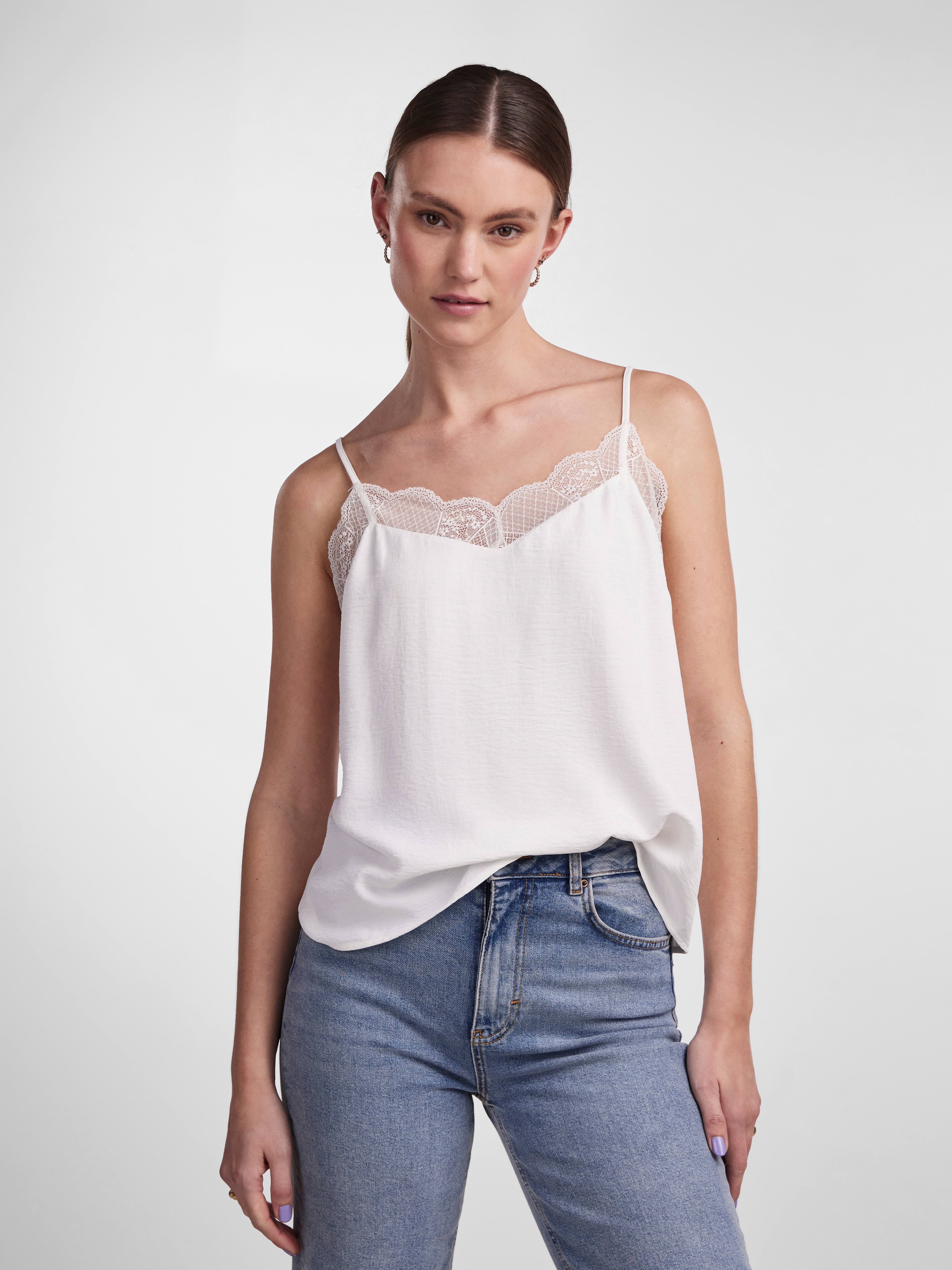 pieces Trägertop "PCTIFFANY STRAP LACE TOP WVN NOOS BC" Kunstfaser, regular fit
