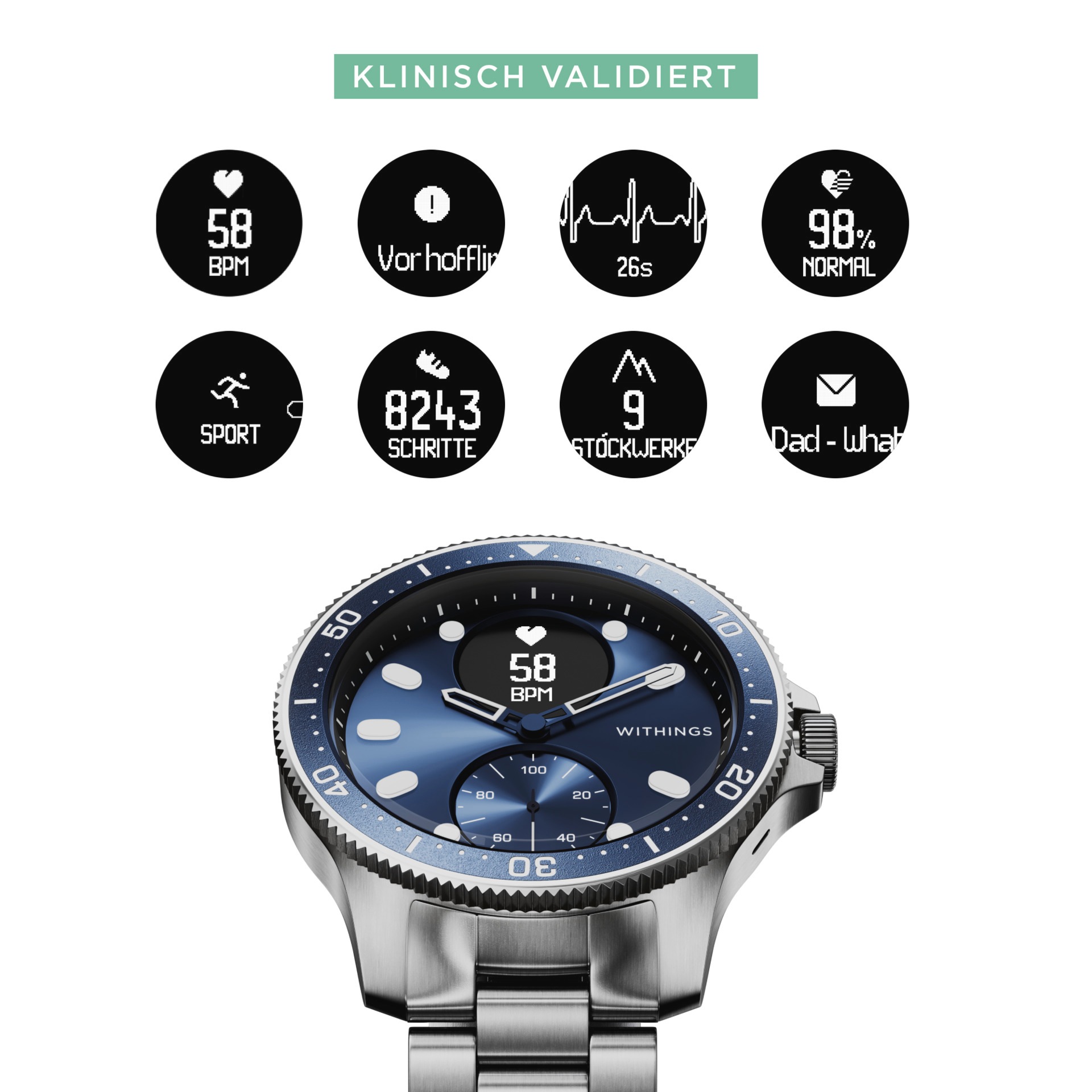 Withings Smartwatch »ScanWatch HORIZON (43mm)«, Proprietär,)