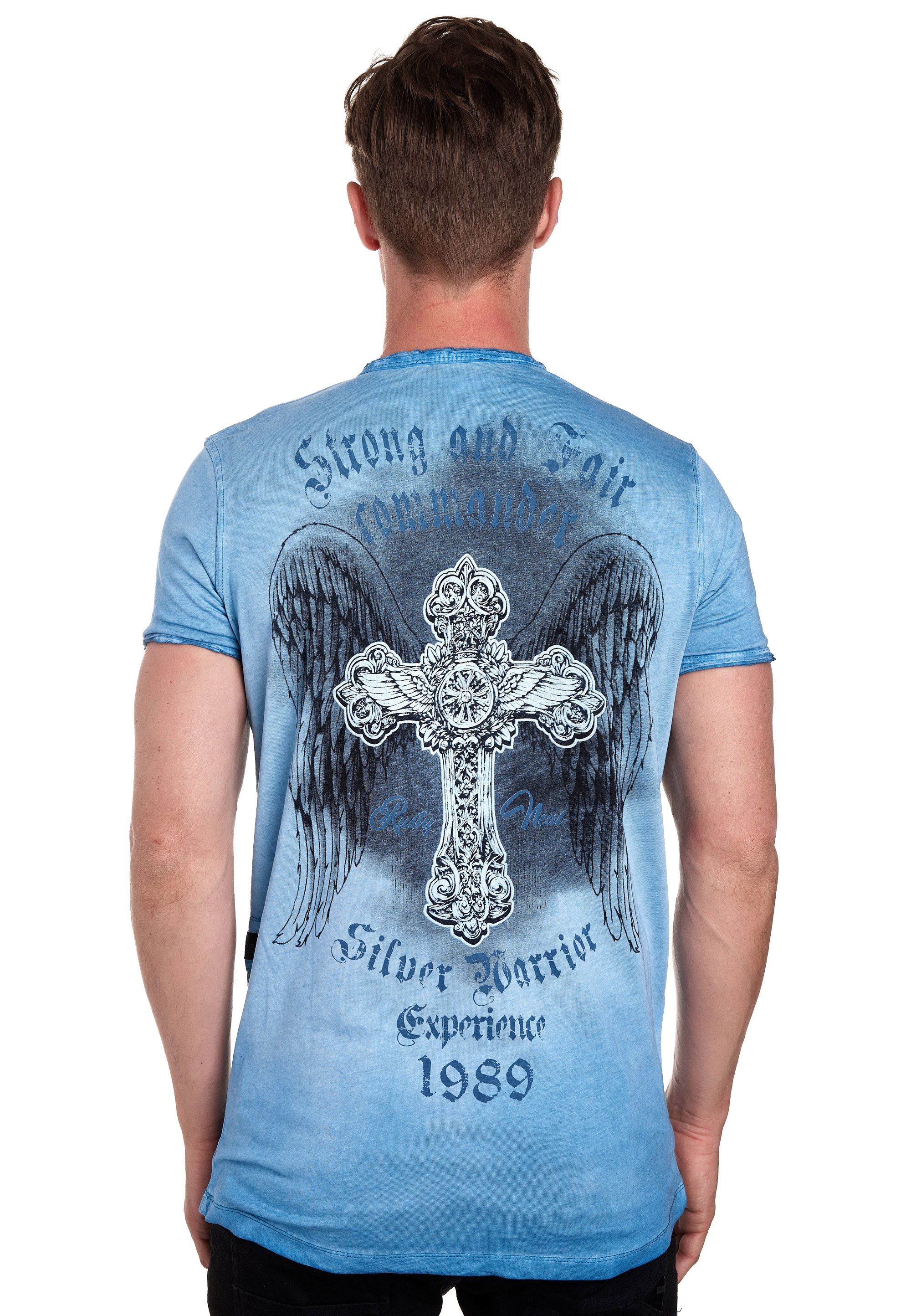 Rusty Neal T-Shirt, mit modischer Knopfleiste