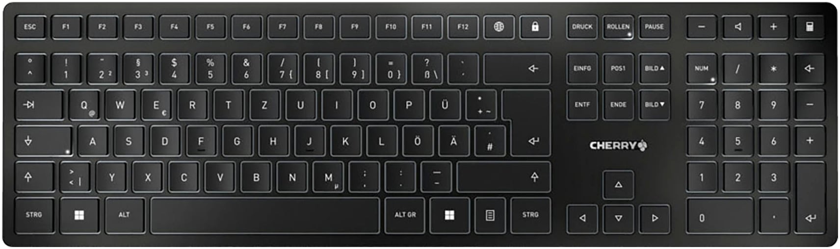 Cherry Tastatur »KW 9100 SLIM«, (Ziffernblock-Fn-Tasten-Windows-Sperrtaste-USB-Anschluss)