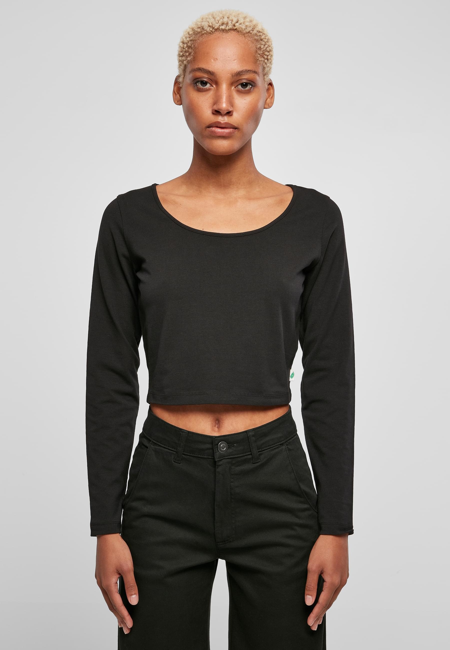 URBAN CLASSICS Longsleeve »Urban Classics Damen Ladies Organic Wide Neck Cropped Longsleeve«, (1 tlg.)