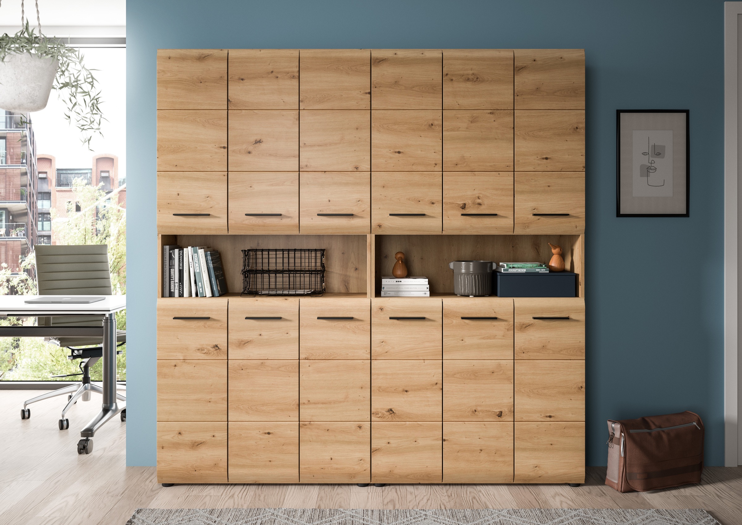 INOSIGN Badezimmer-Set, (Set, 2 St.), Florenz, Badkombination 2-tlg. Artisan Oak NB, Mehrzweckschränke
