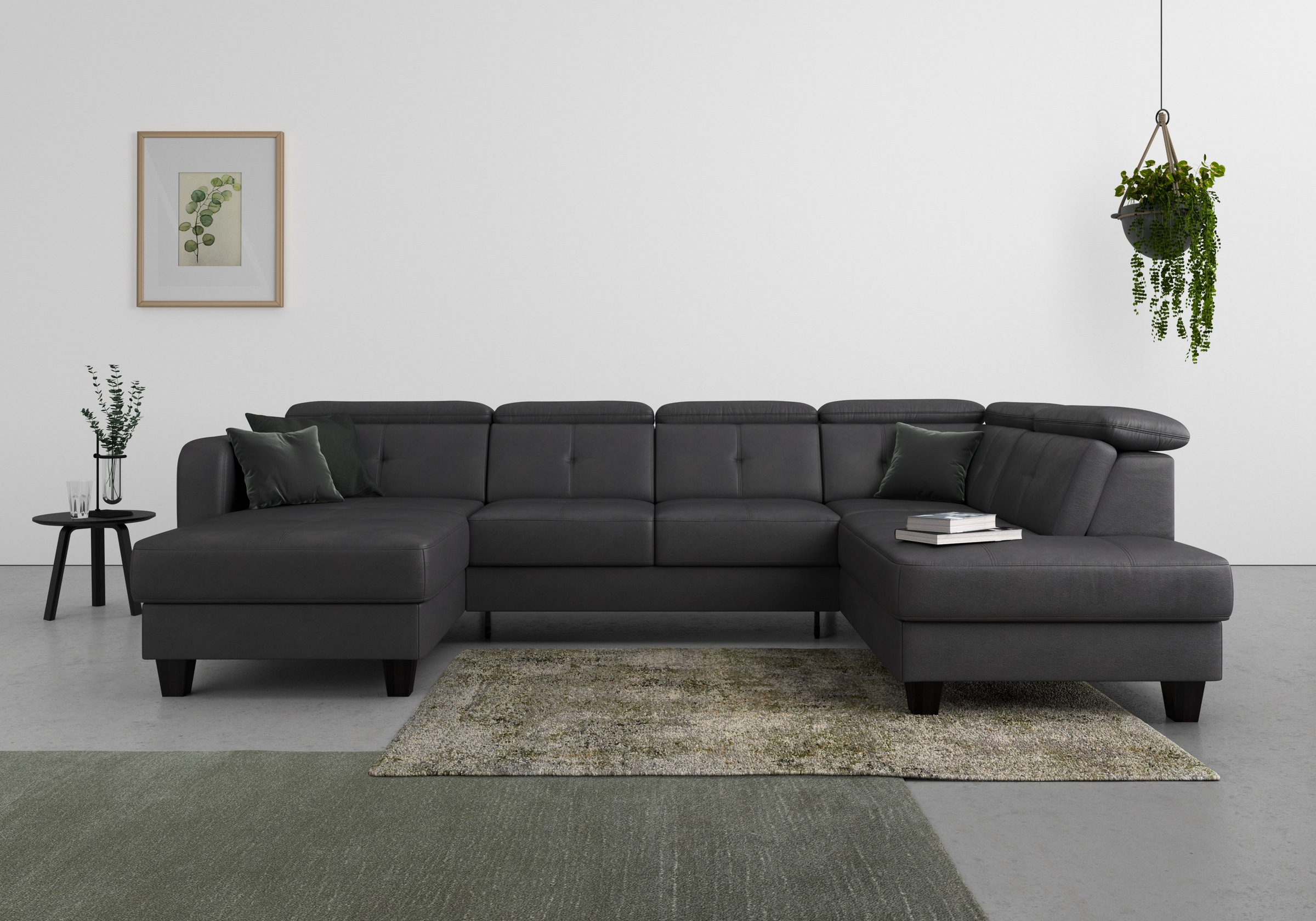 sit&more Wohnlandschaft "Belluci U-Form" Kopfteilverstellung und Federkern, wahlweise mit Schlaffunktion