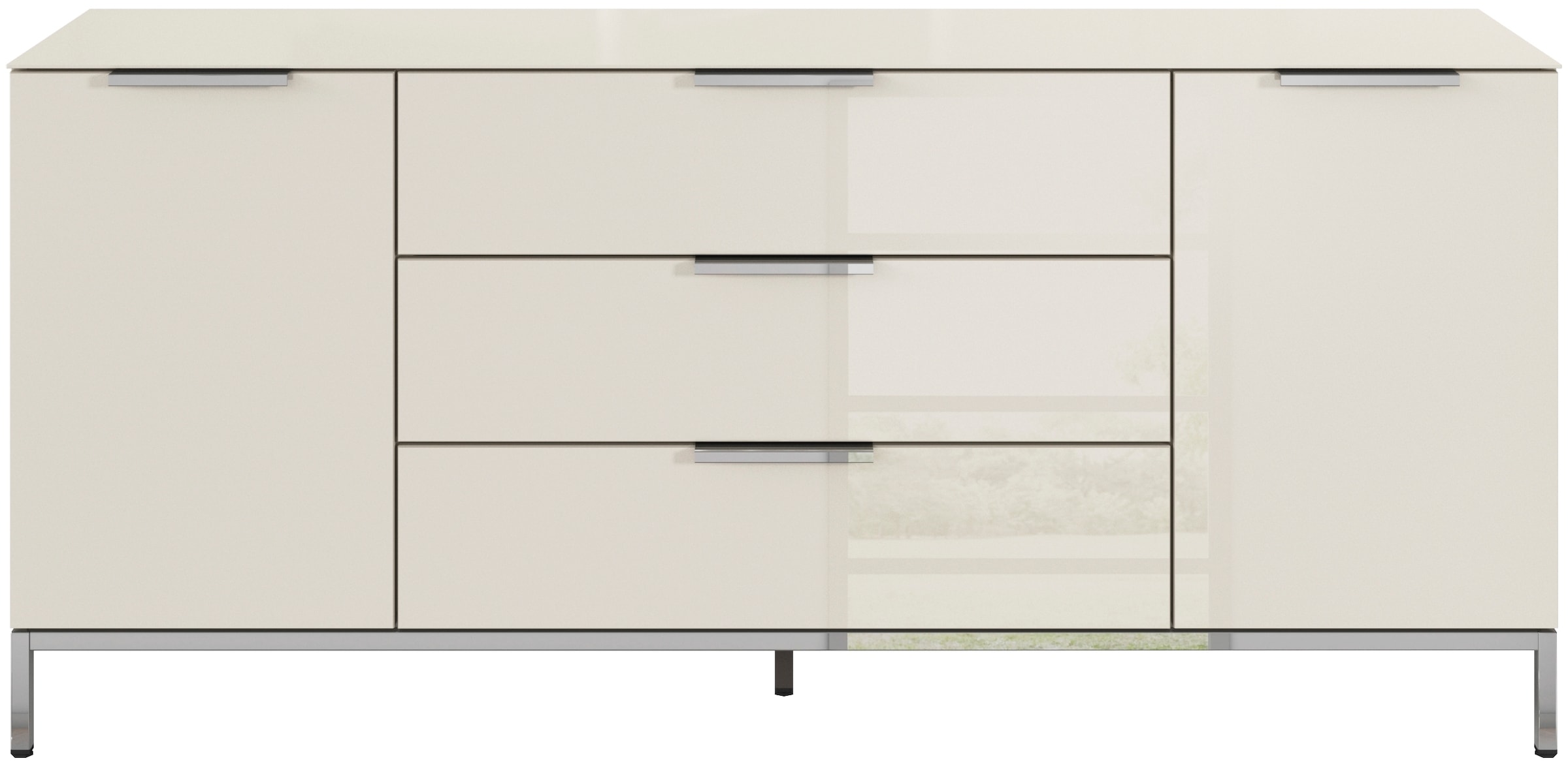 rauch Kombikommode »Kommode Türkommode Sideboard Kombikommode FLIPP mit Glasfront«, (Breite 160 cm mit 2 Einlegeböden), 2-türig, 3 Schubladen, Soft-Close-Funktion, Oberboden und Front Glas