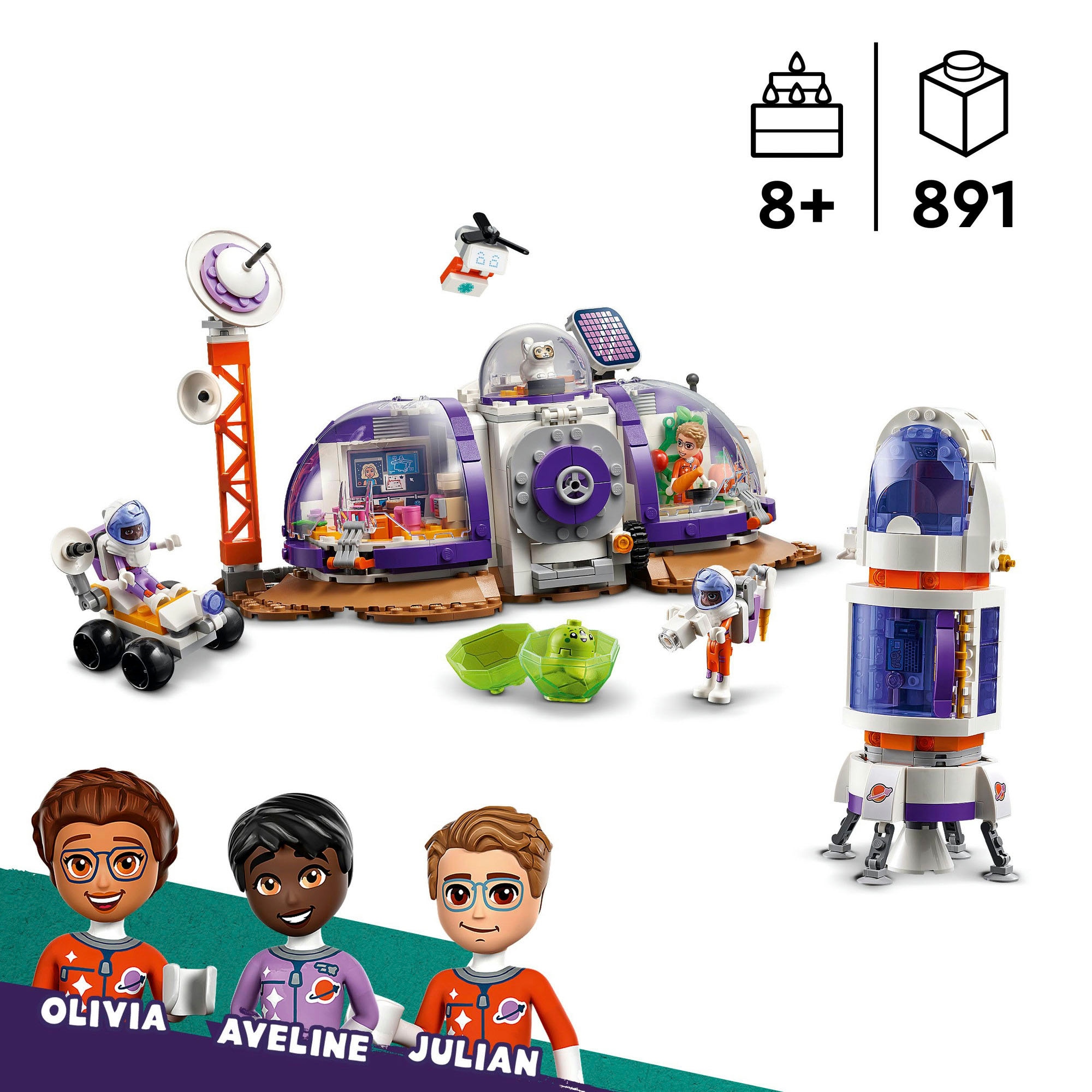 LEGO® Konstruktionsspielsteine »Mars-Raumbasis mit Rakete (42605), LEGO Friends«, (981 St.), Made in Europe