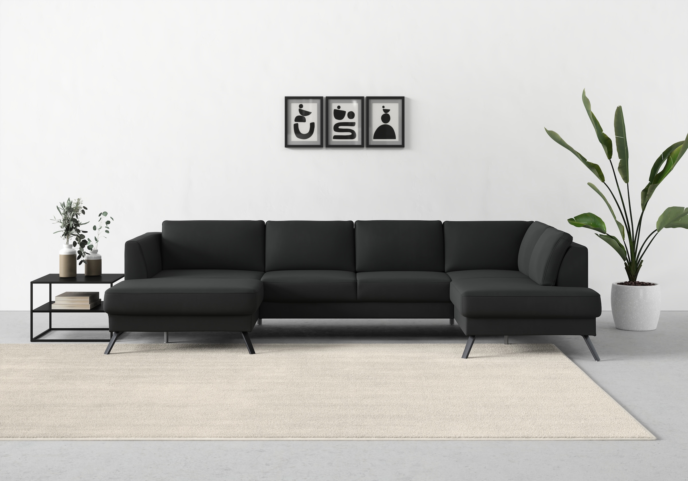 sit&more Wohnlandschaft »Lindholm U-Form«, mit Sitztiefenverstellung und Federkern