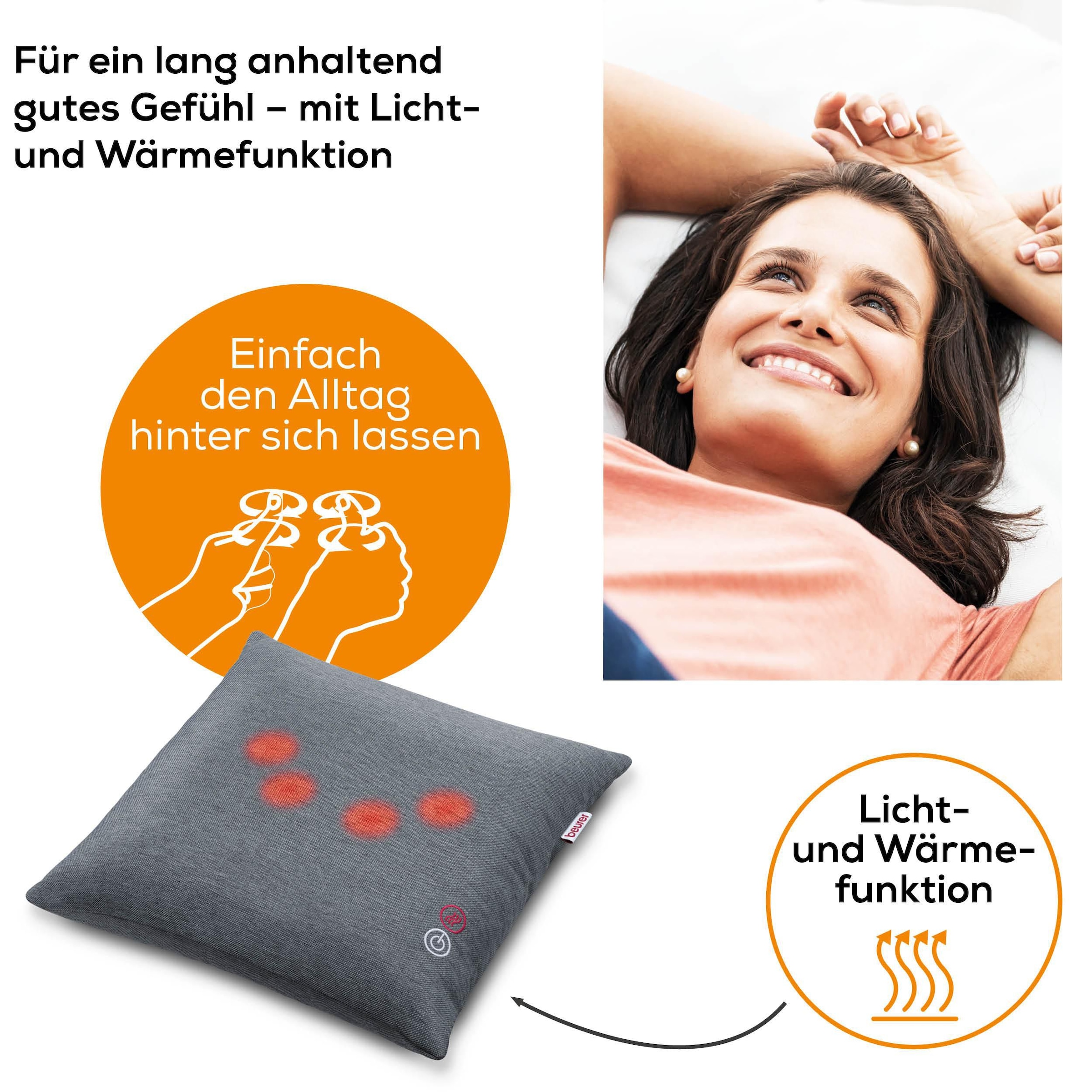 BEURER Massagekissen »Beurer MG 135 Shiatsu-Kissen mit zuschaltbarer Wärmefunktion«, Mit 4 Massageköpfen für eine entspannende Massage