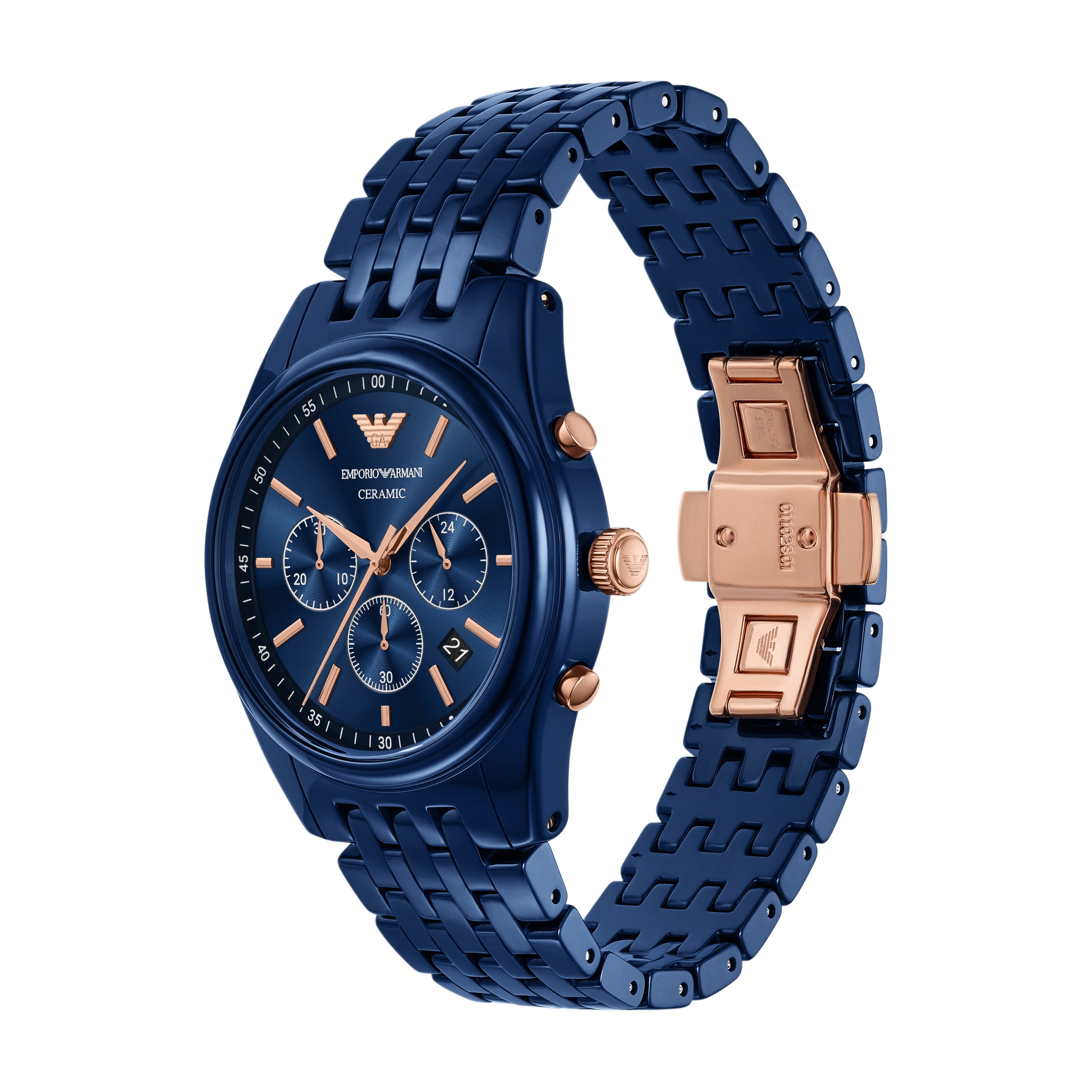 Emporio Armani Chronograph, Quarzuhr, Armbanduhr, Herrenuhr, Keramik, analog, Tag