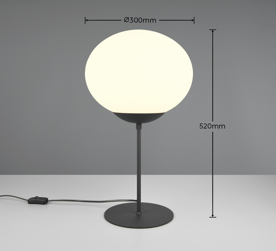 TRIO Leuchten Tischleuchte »FOMENTO, Tischlampe mit Glasschirm Ø 30cm, exkl 1x E27 max 40W« E27 1 Stk. warmweiß - kaltweiß Tischleuchte Metall mit Glas Lampenschirm, Glas opalweiß Höhe 52cm