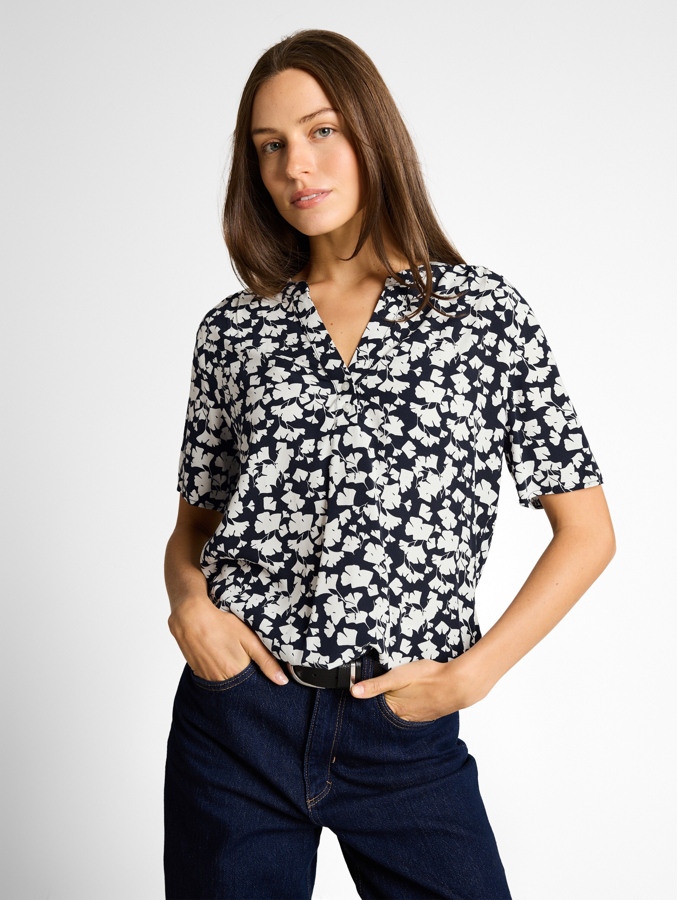 TOM TAILOR Klassische Bluse mit All-Over Print günstig online kaufen