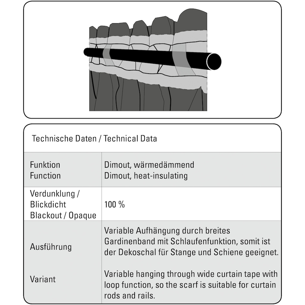 GARDINIA Gardine »Schal mit Gardinenband Dimout«, (1 St.)