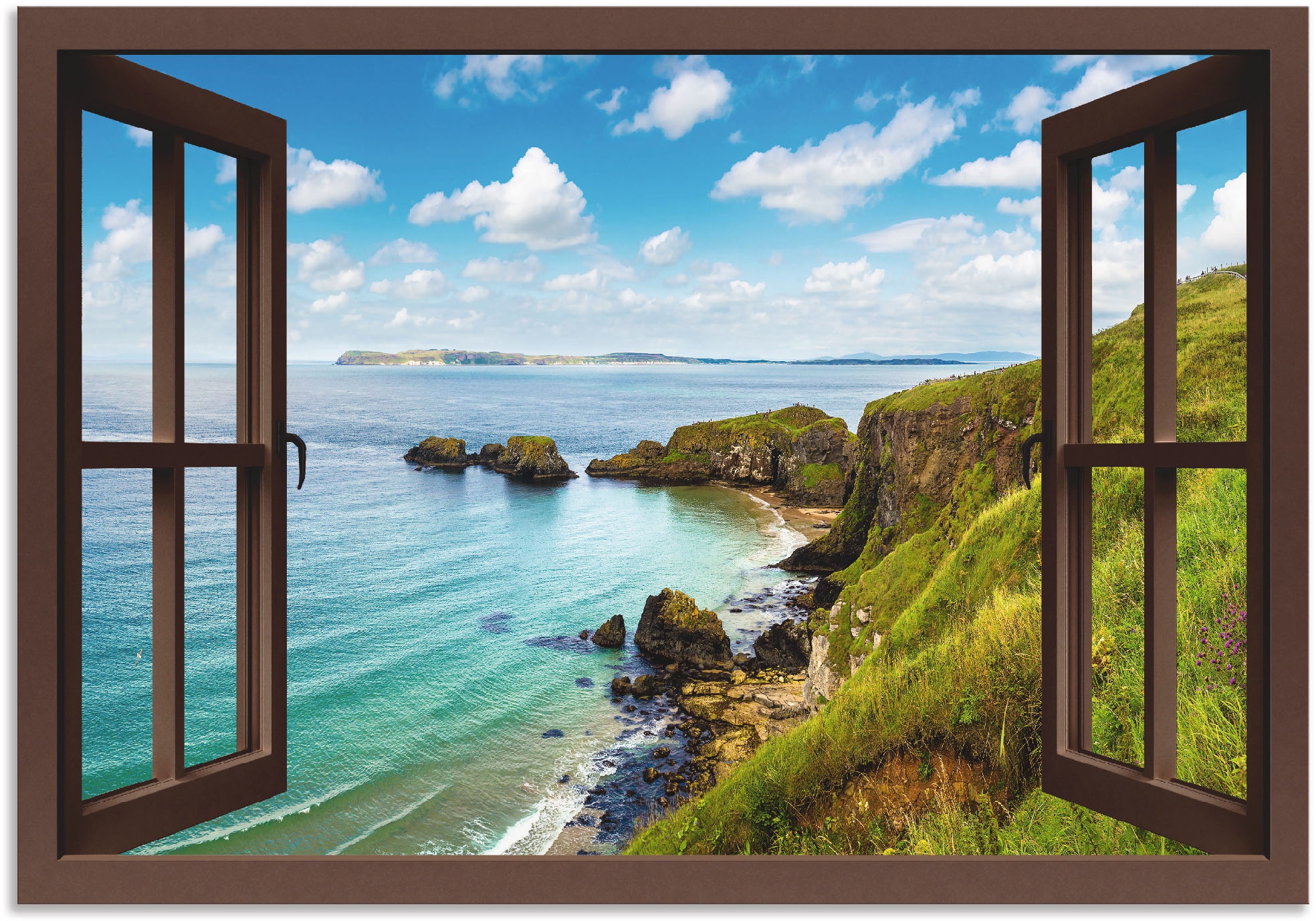 Artland Wandbild "Küstenweg in Nordirland durchs Fenster" Meer Bilder 1 Stk günstig online kaufen