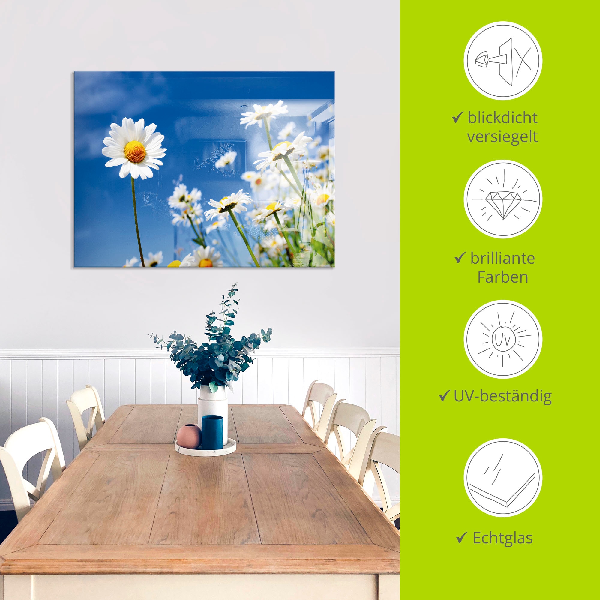 Artland Glasbild »Gänseblümchen«, Blumenwiese, (1 St.), in verschiedenen Größen