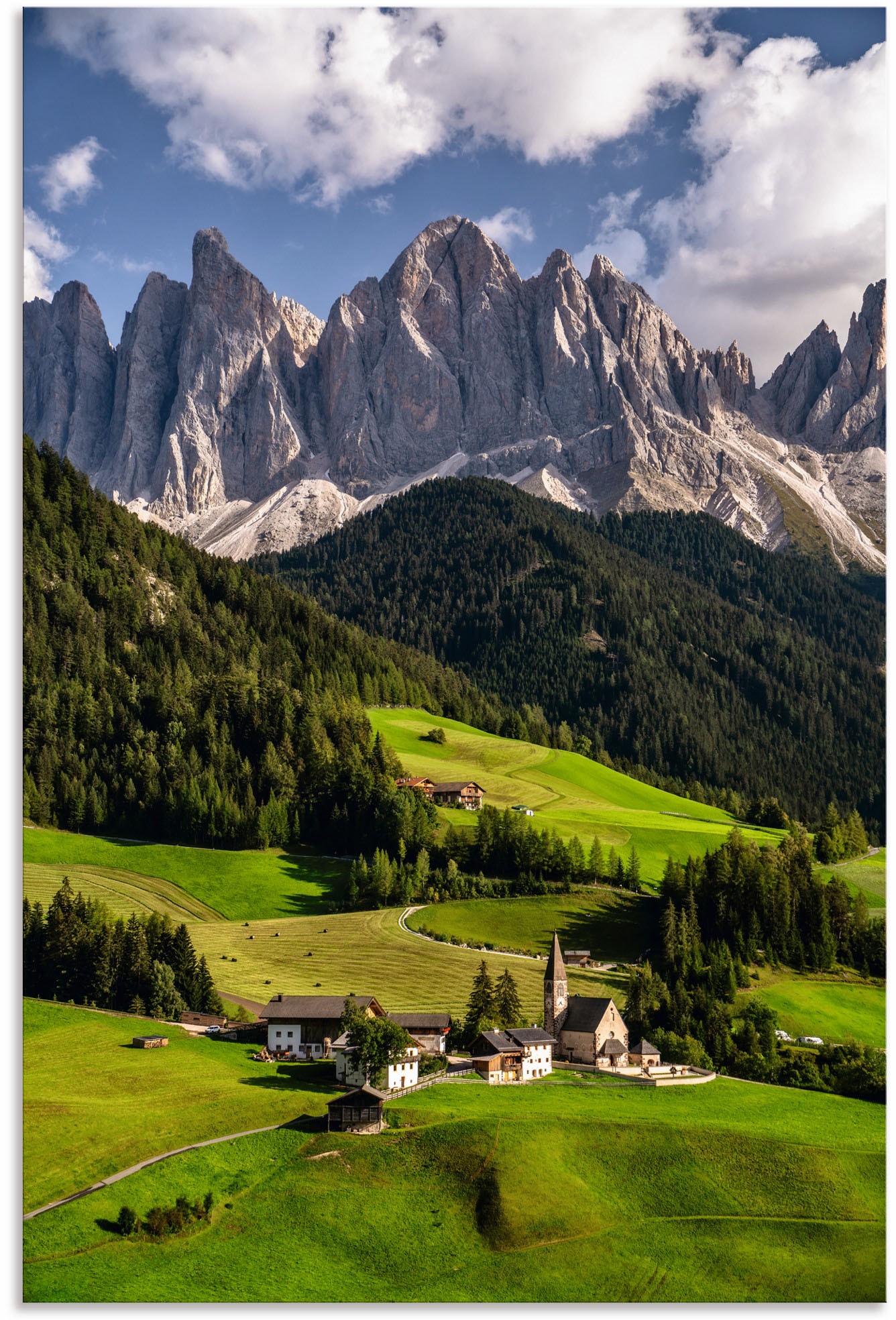 Südtirol den Größen St.), oder »Sommer Alpenbilder, Wandaufkleber BAUR Leinwandbild, | kaufen Alubild, Berge in & Poster Artland Wandbild (1 versch. als Dolomiten«, in in