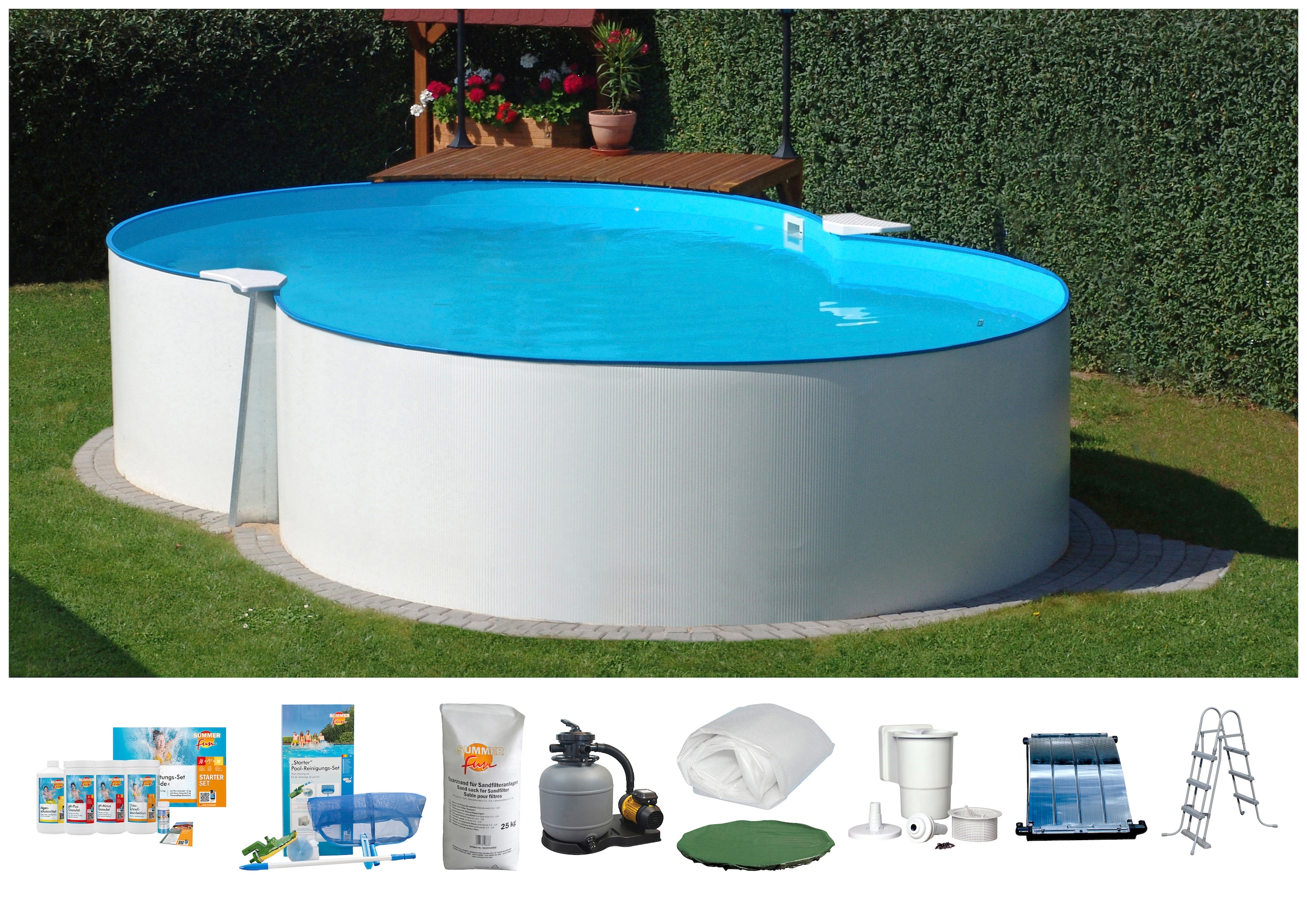 Clear Pool Achtformpool, (Set, 8 tlg.), 470x300x120 cm inkl. Solarset