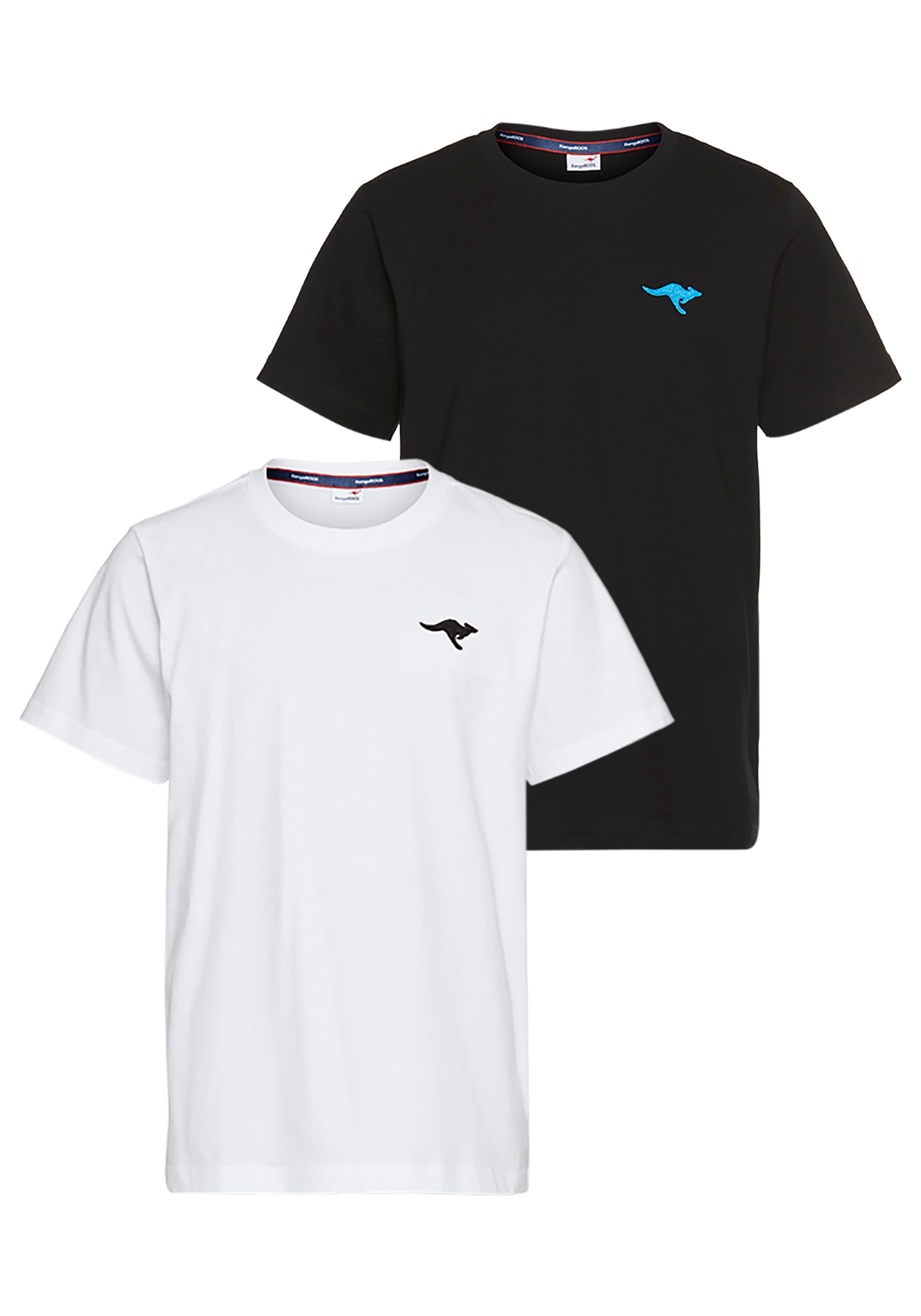 KangaROOS T-Shirt "2er Pack T-Shirts mit kleiner Stickerei" Packung, 2, 2 Stk., 2 T-Shirts mit Stickerei