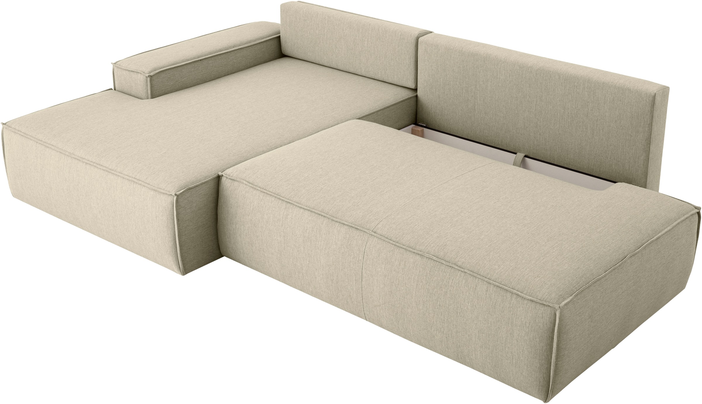 Home affaire Ecksofa »SHERWOOD, Schlafsofa in L-Form offen (275cm), Cord, Leinenoptik«, Schlaffunktion und Bettkasten, Kedernaht, hoher Sitz- & Liegekomfort
