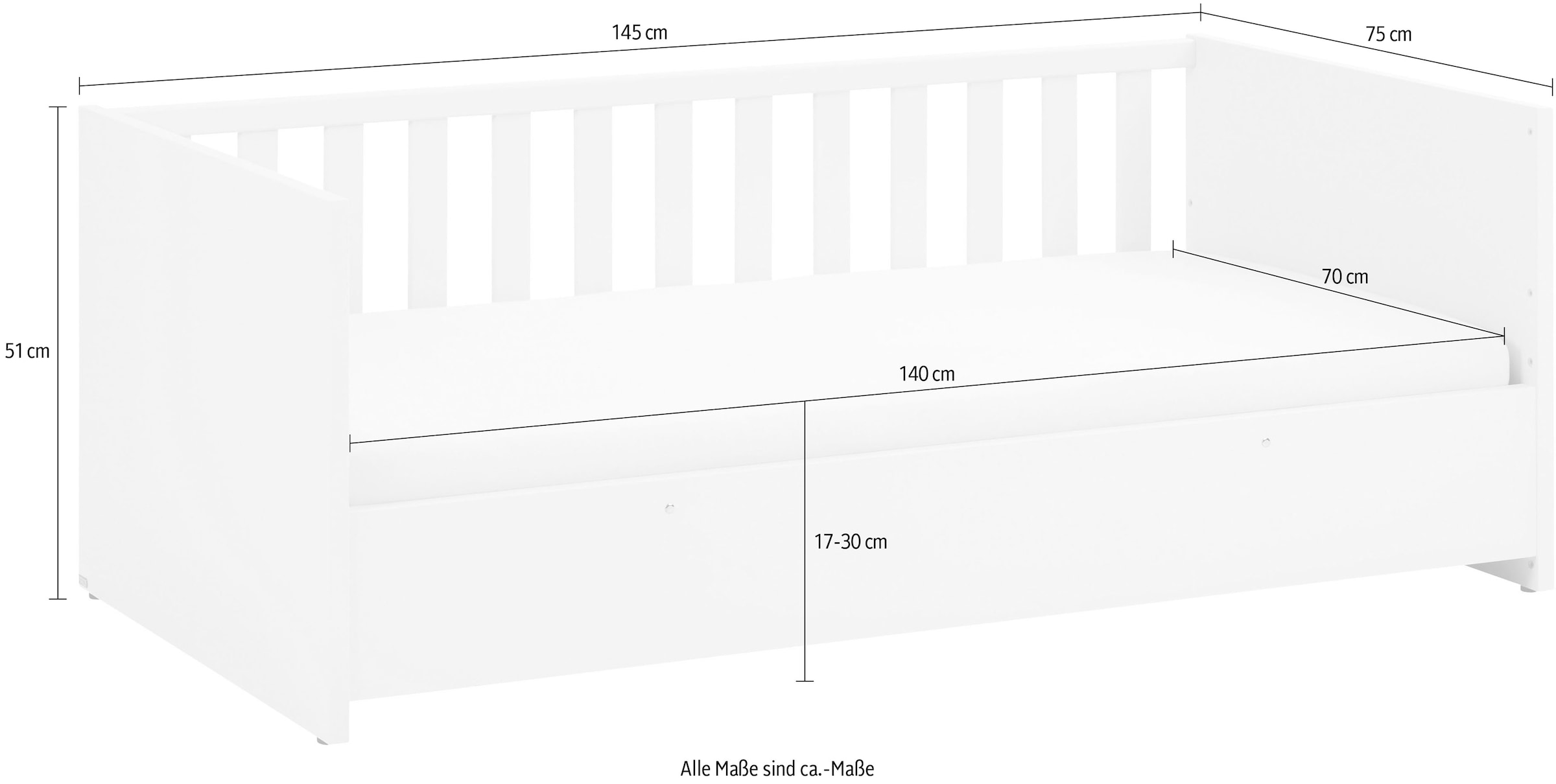 YUNY by PAIDI Babybett »LITTLE SNU 70x140cm in Beige oder Weiß, umbaubares Bodenbett« Kinderbett mit Rausfallschutz aus Massivholz, langlebiges Gitterbett