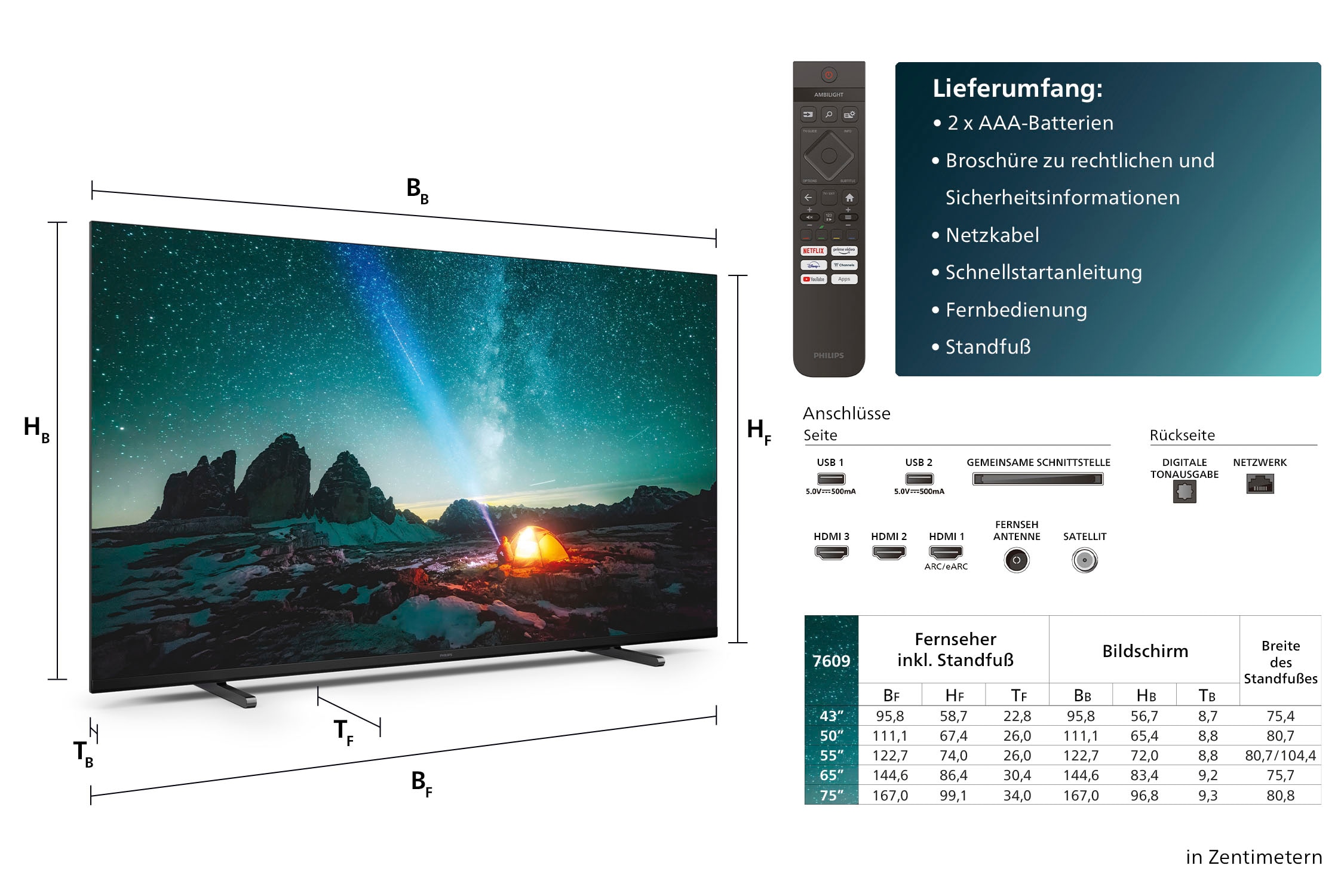 Philips LED-Fernseher »55PUS7609/12«, 4K Ultra HD, Smart-TV