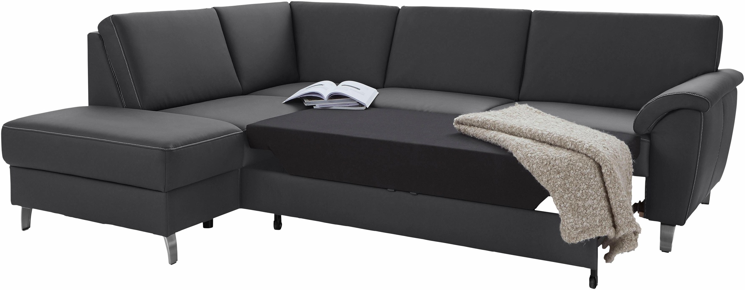 sit&more Ecksofa »Texel L-Form«, mit Federkern, wahlweise mit Bettfunktion und Bettkasten