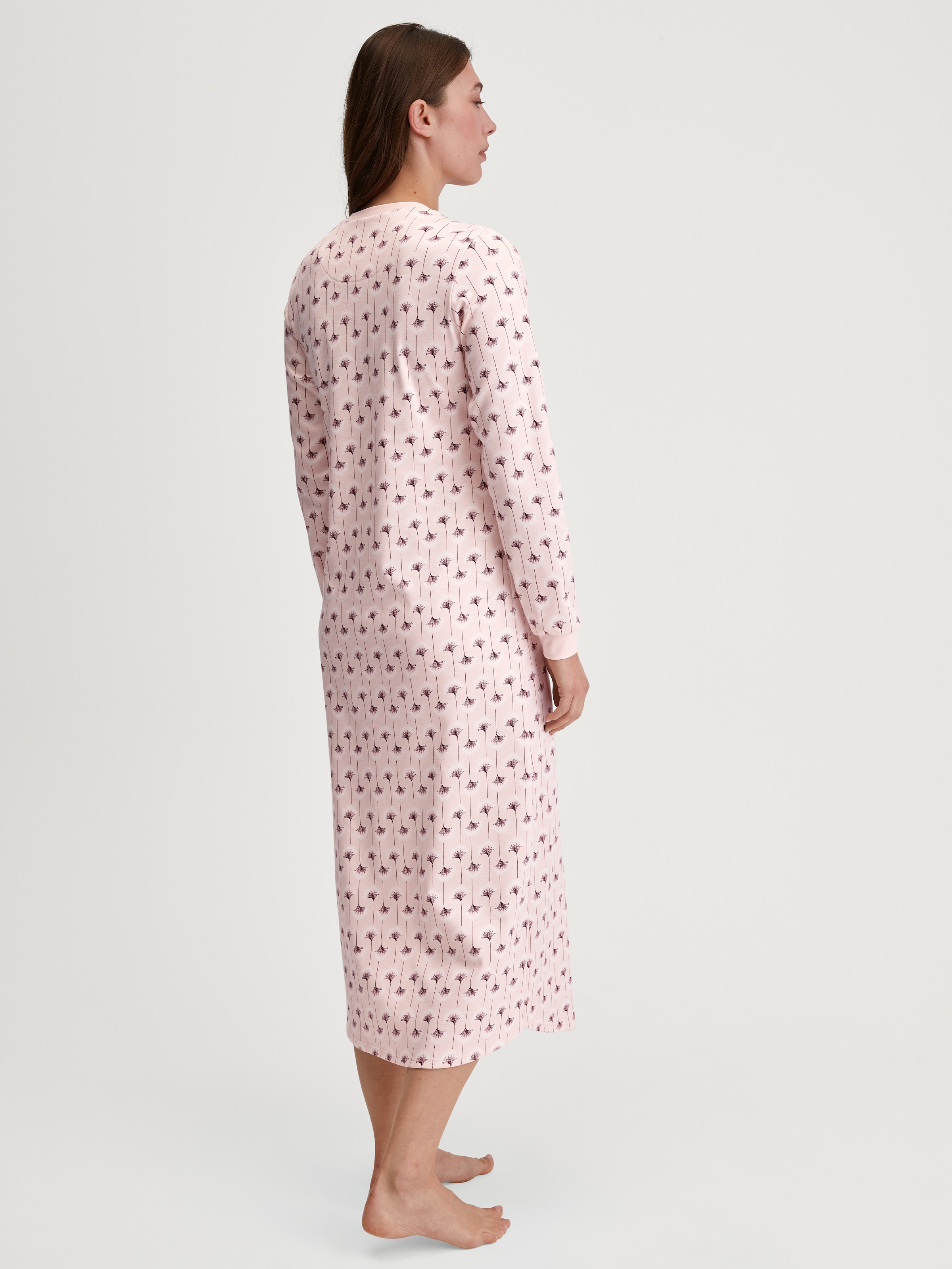 CALIDA Nachthemd »Midnight Flowers«, Knopfleiste, Heavy Interlock, Pure Cotton, wärmend, bequem