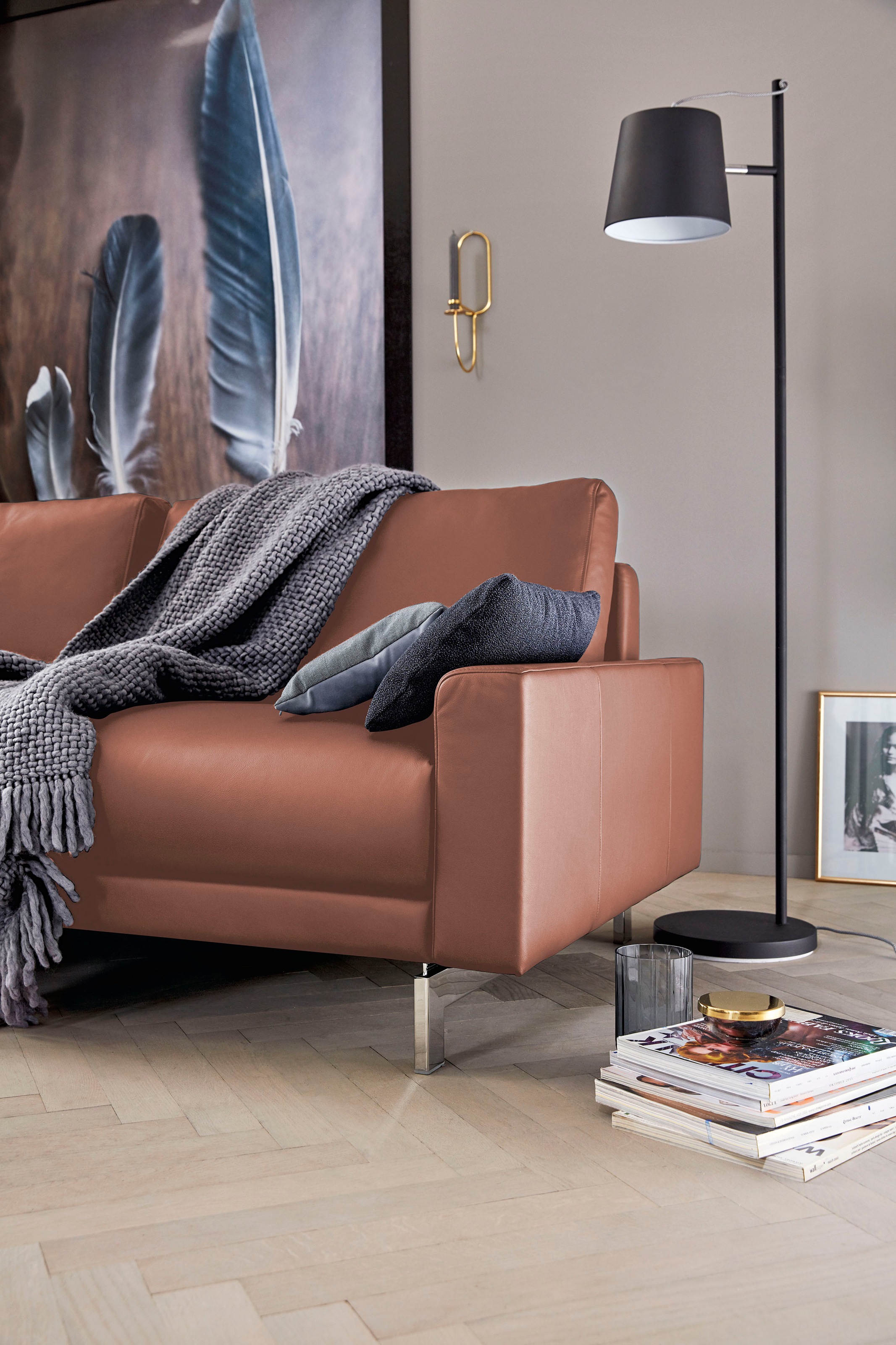 Thumbnail - Creation BY ROLF BENZ 2,5-Sitzer "CR.450, Designsofa, Loungesofa", Armlehne niedrig, Fuß chromfarben glänzend, Breite 18...