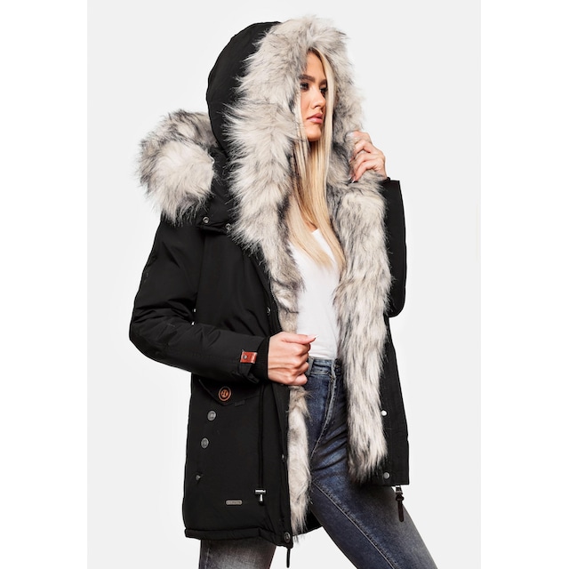 Navahoo Wintermantel »Sweety«, abgefahrener Winterparka m. 2 Kunstpelz- Kapuzen kaufen | BAUR