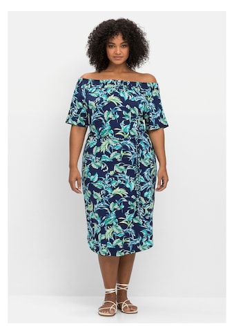 Sheego Strandkleid »Strandkleid«, mit Blätterprint und Carmenausschnitt kaufen