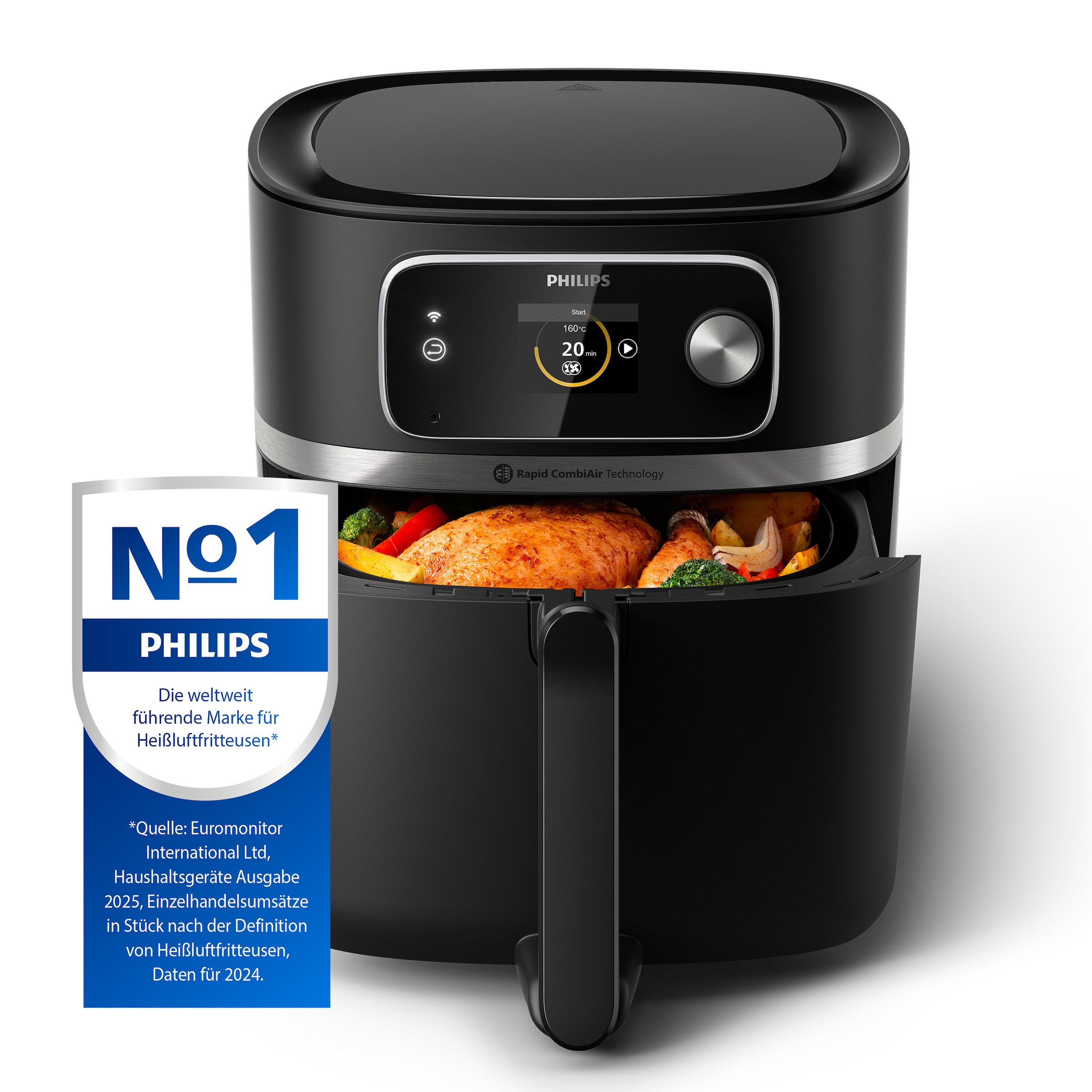 Philips Heißluftfritteuse »HD9880/90 Airfryer XXL, 8,3 l« 2000 W mit WiFi Konnektivität, 50 AutoCook Programmen und Warmhaltefunktion