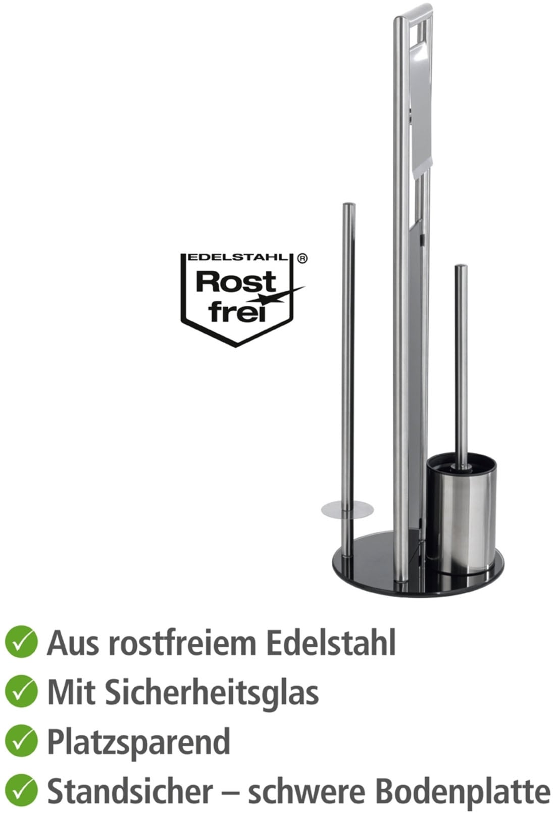 WENKO WC-Garnitur »Ravina« aus Edelstahl | Sicherheitsglas