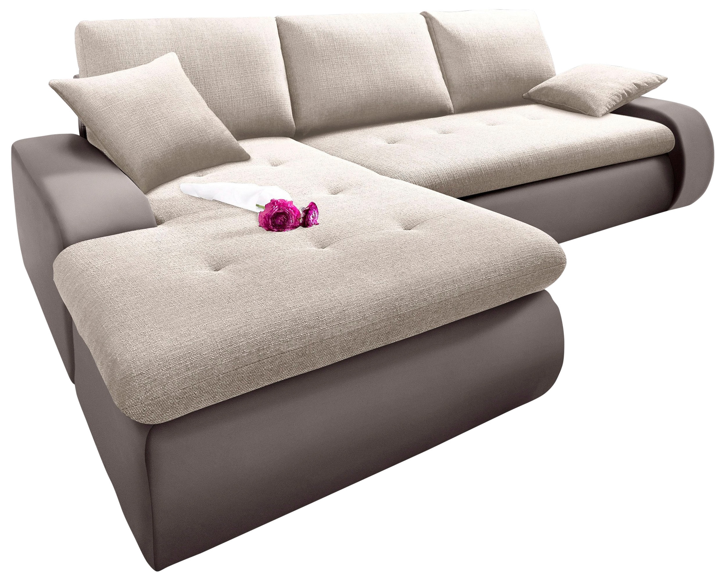 TRENDMANUFAKTUR Ecksofa "Indie, modern und bequem, Materialmix, L-Form", wa günstig online kaufen