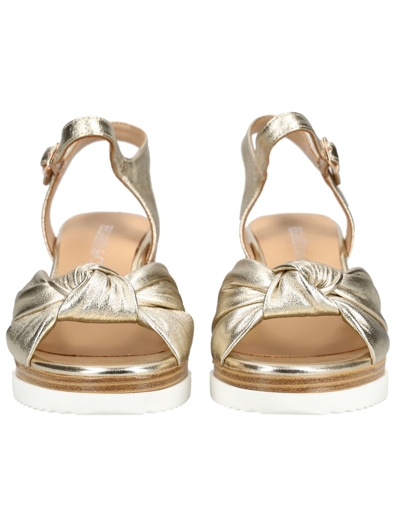 Marco Tozzi Wedge Sandals Platinum Metallic Leather Size 39 2