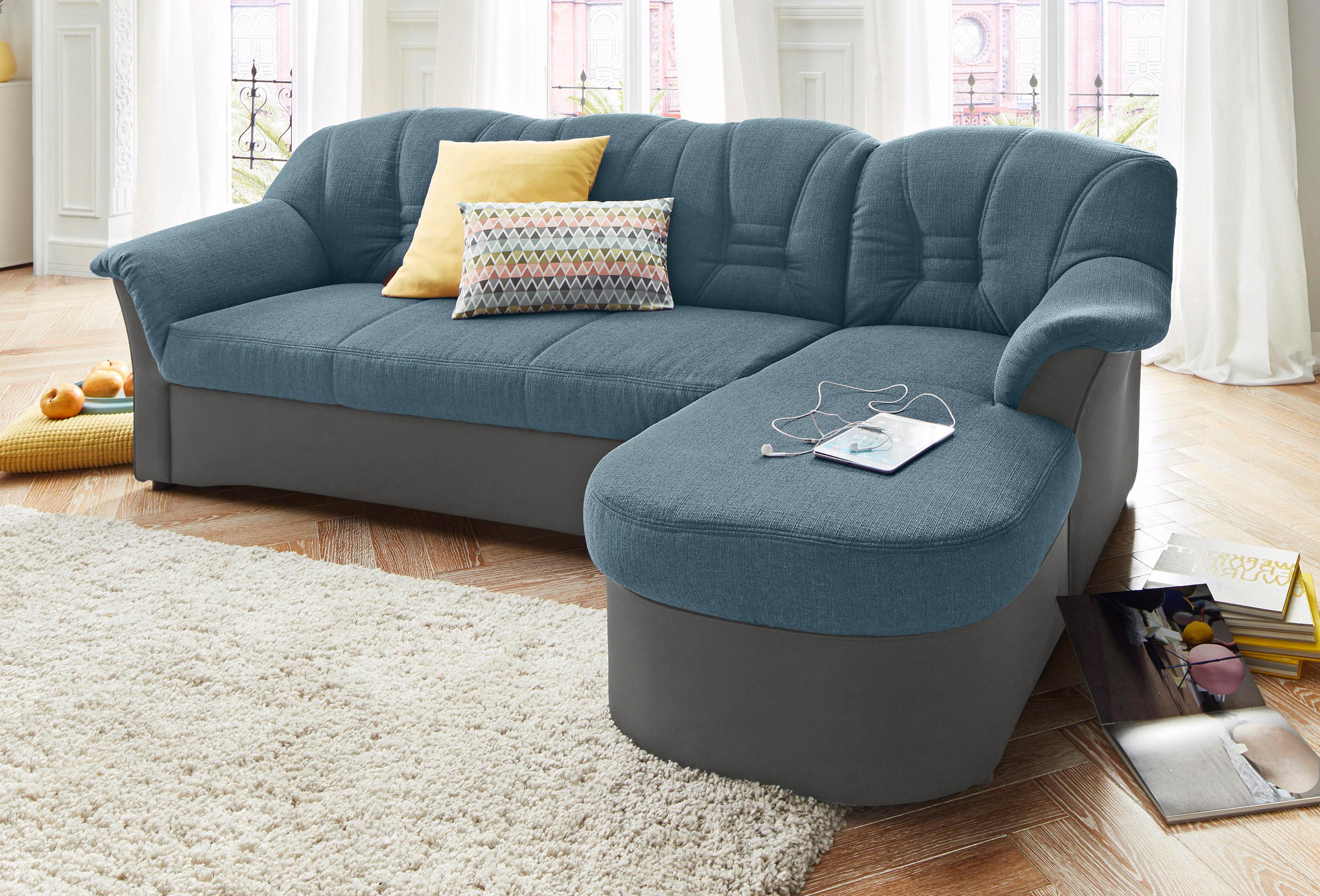 DOMO collection Ecksofa "ELVA 233x142 cm, elegante Rückensteppung, L-Form" whlw. mit Bettfunktion und Federkern