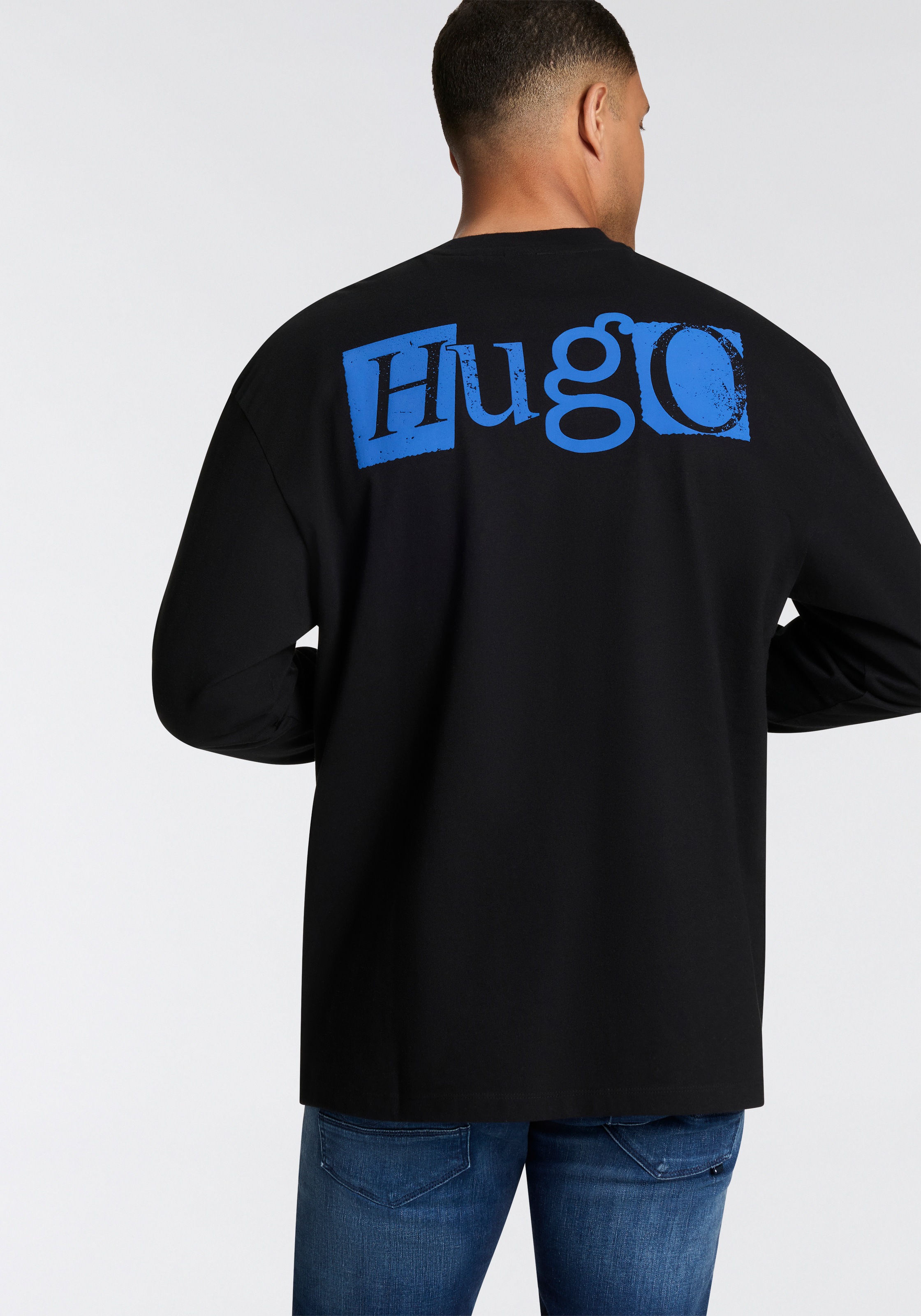 HUGO Blue Langarmshirt "Nilcrew", mit großem Rückedruck günstig online kaufen