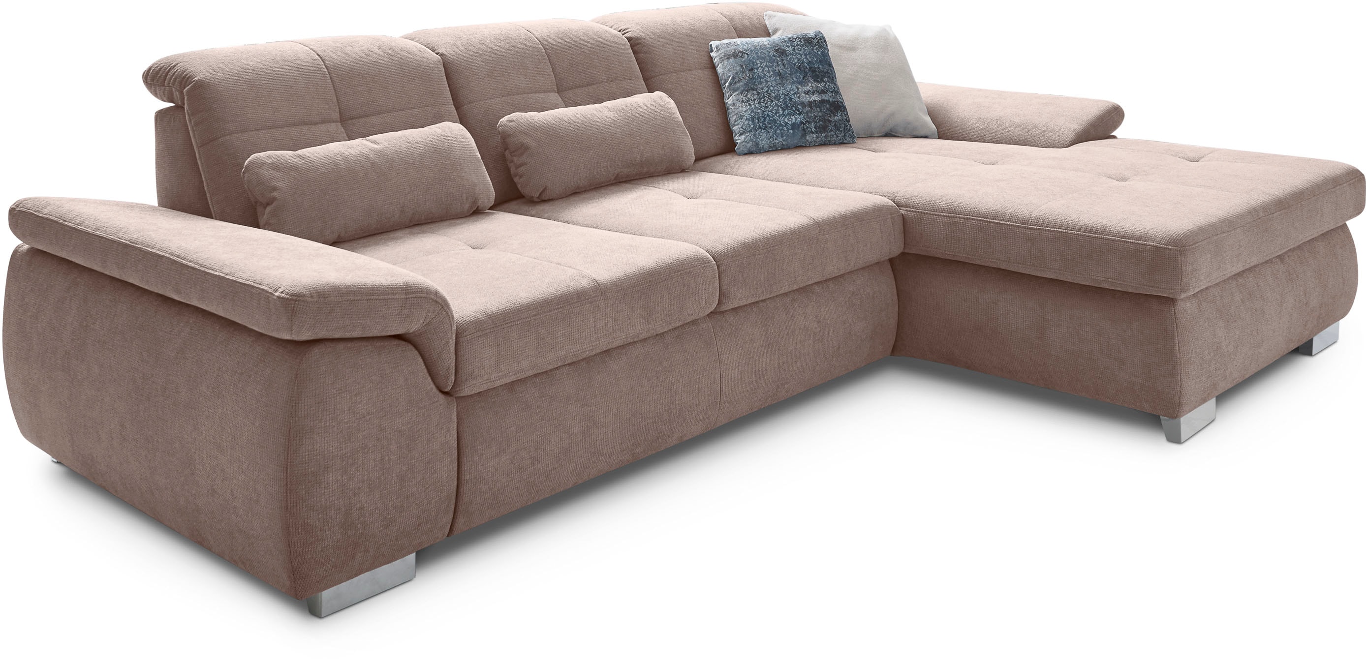 Die PlanBar Ecksofa "MP-IN16037 L-Form, Breite 289 cm, mit Kaltschaum-Polsterung" mit Sitztiefenverstellung & Zierkissen