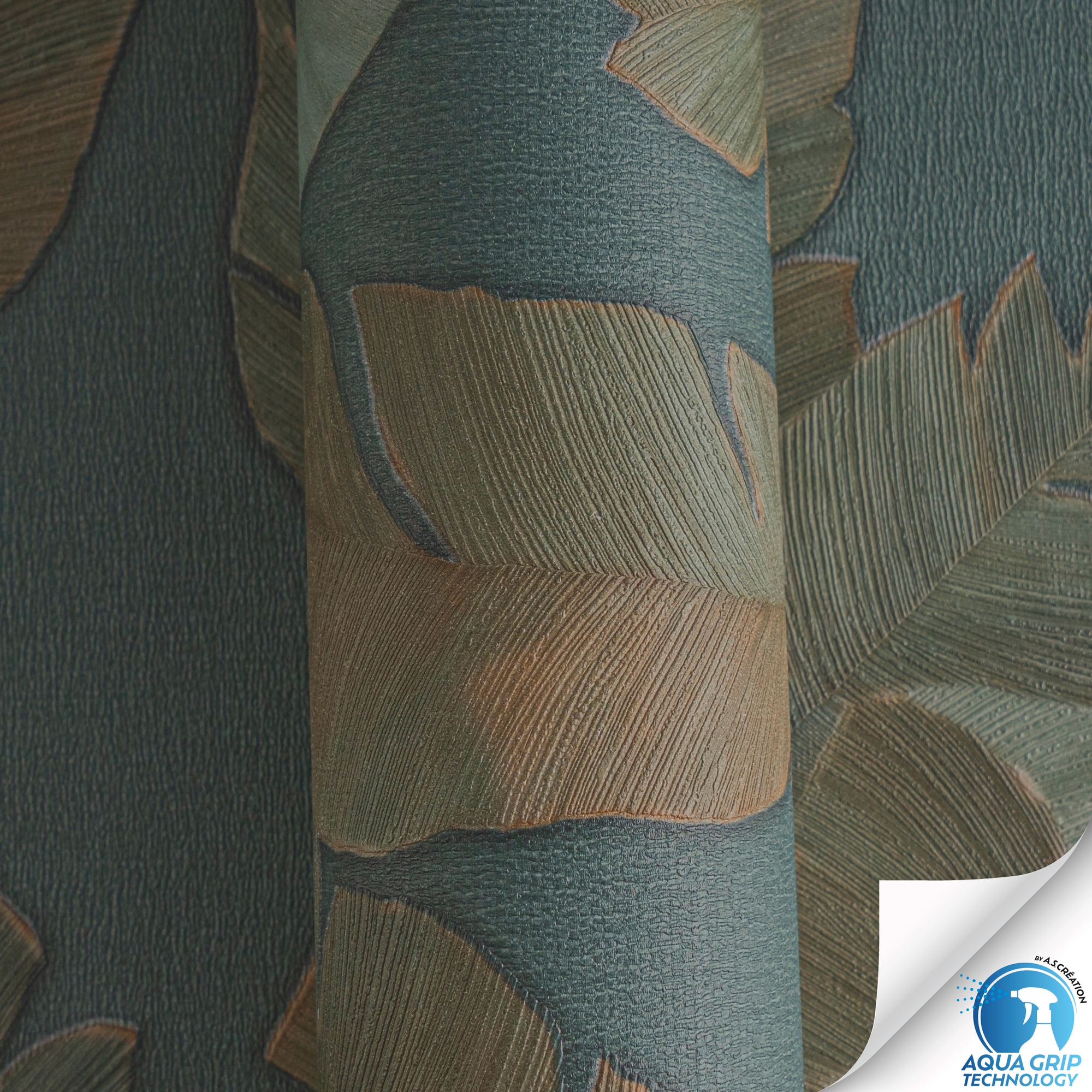 living walls Vliestapete »DesignDrop vorgeleimte Tapete Blätter Mustertapete Grün Blau«, leicht glänzend, florale Vliestapete vorgekleistert für Schlafzimmer Wohnzimmer Küche