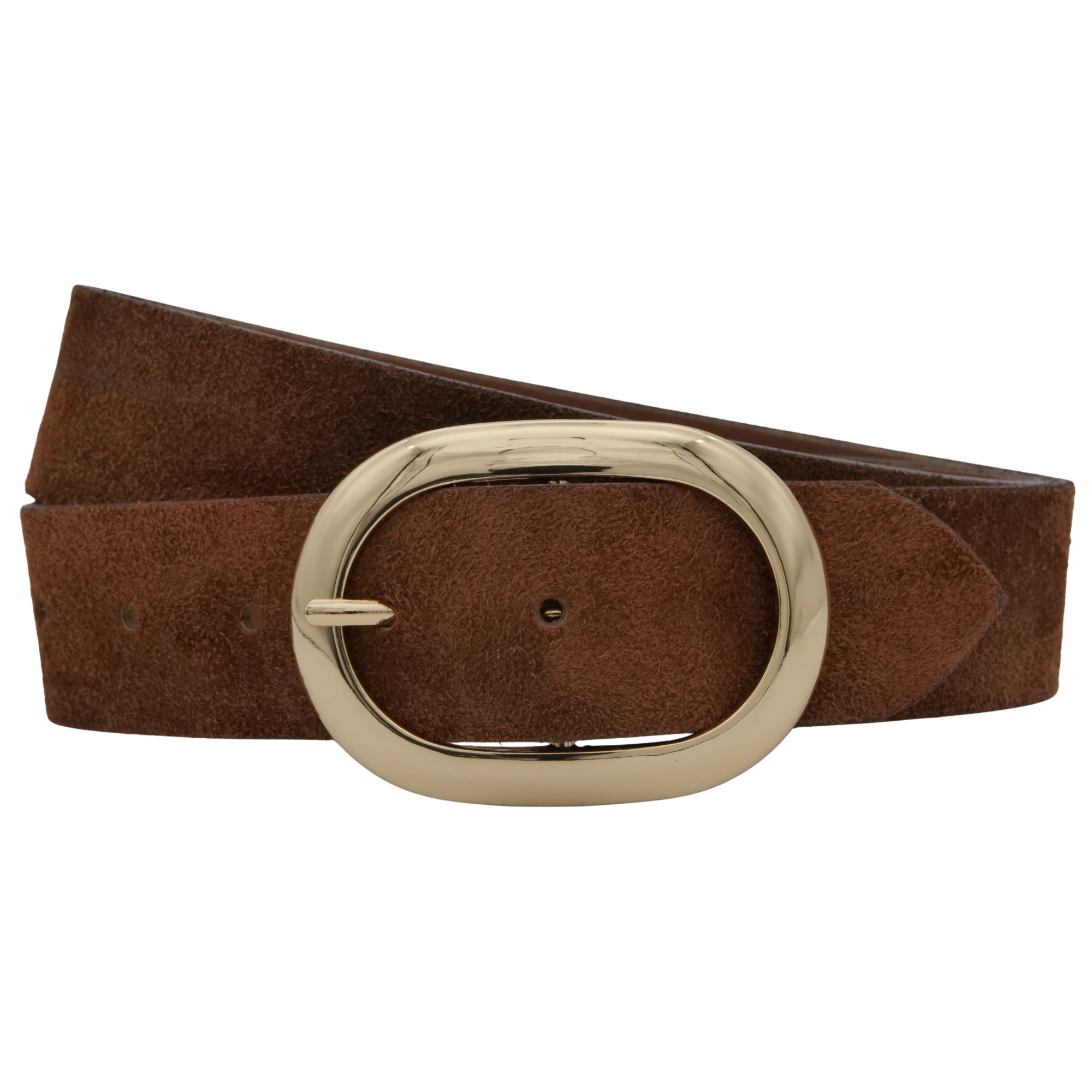 Ledergürtel ANNAMATONI "AnnaMatoni Damen Ledergürtel in hochwertigem Velour Leder 4cm", Damen, Gr. TW105 - 120cm Gesamtlänge, braun 650, 100% Leder, Gürtel Ledergürtel