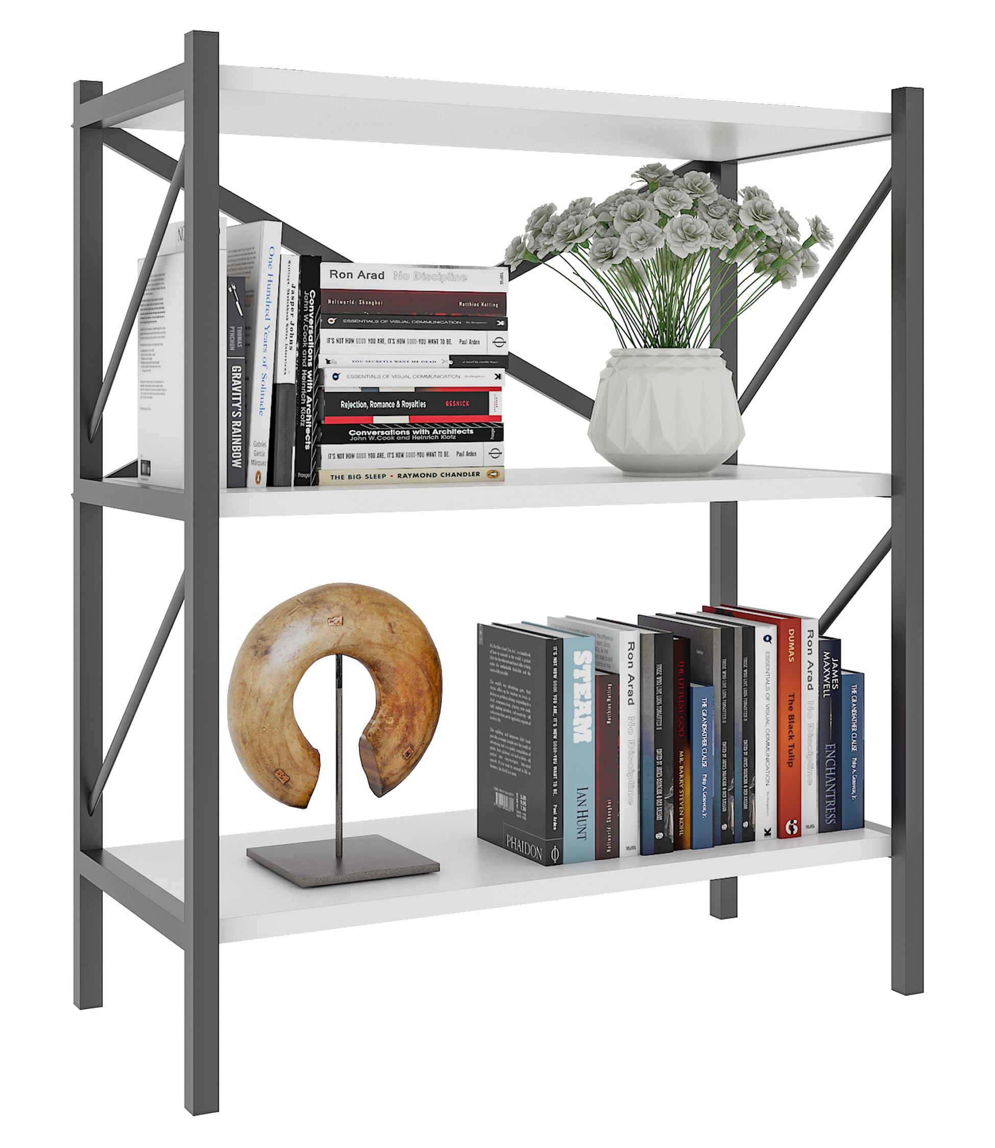 VCM Standregal "Holz Metall Stand Regal Büro Bücher Insasi 2fach" 1 Stk. tlg.