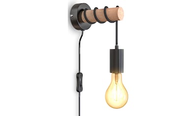 Wandleuchte »BK_WL1340 Wandlampe Innen, Industrial Design, Stahl, Holz, E27«, 1...