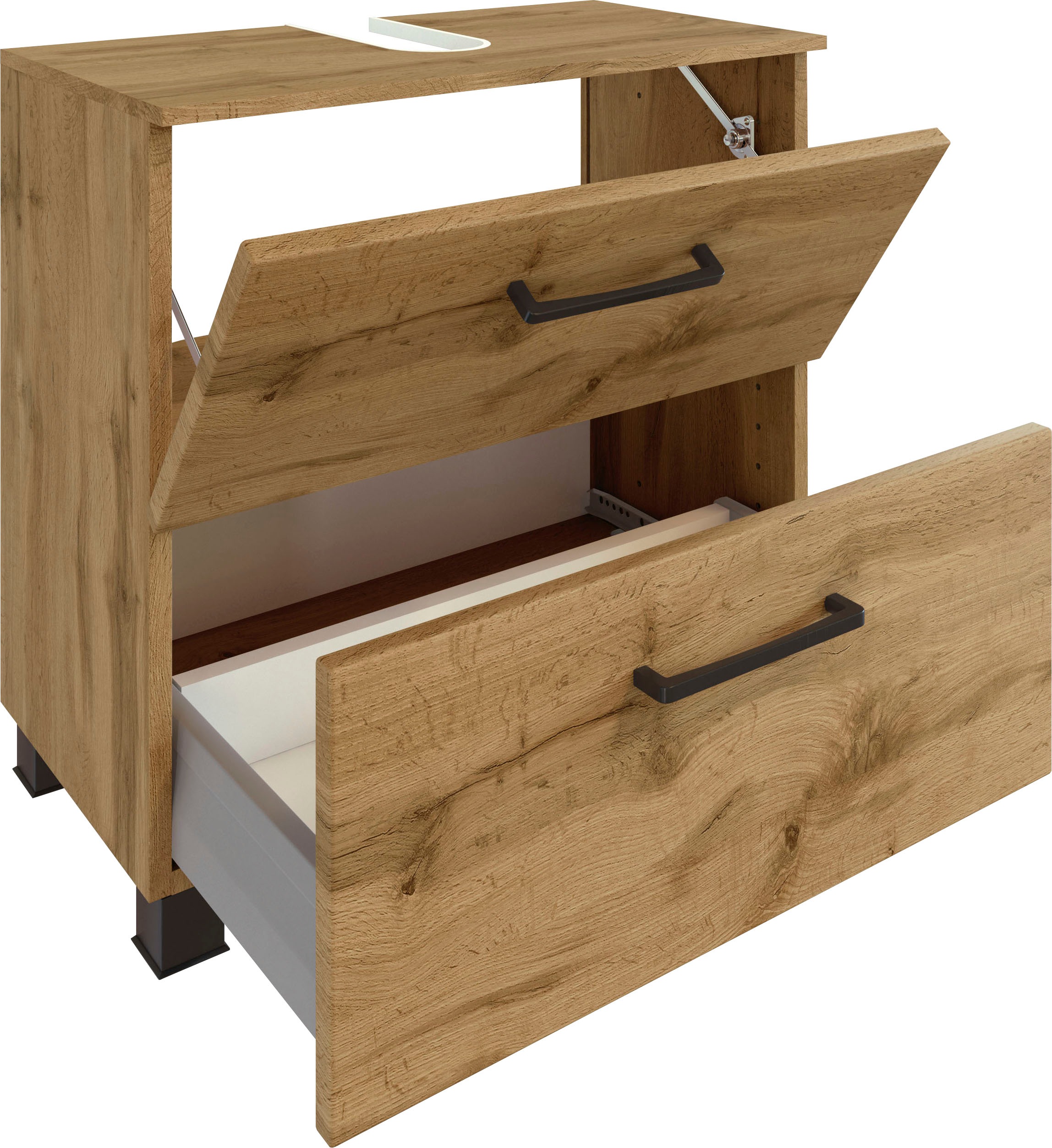 welltime Badmöbel-Set »Chicago«, (4 St., Spiegelschrank, Unterbeckenschrank, Hängeschrank, Unterschrank)
