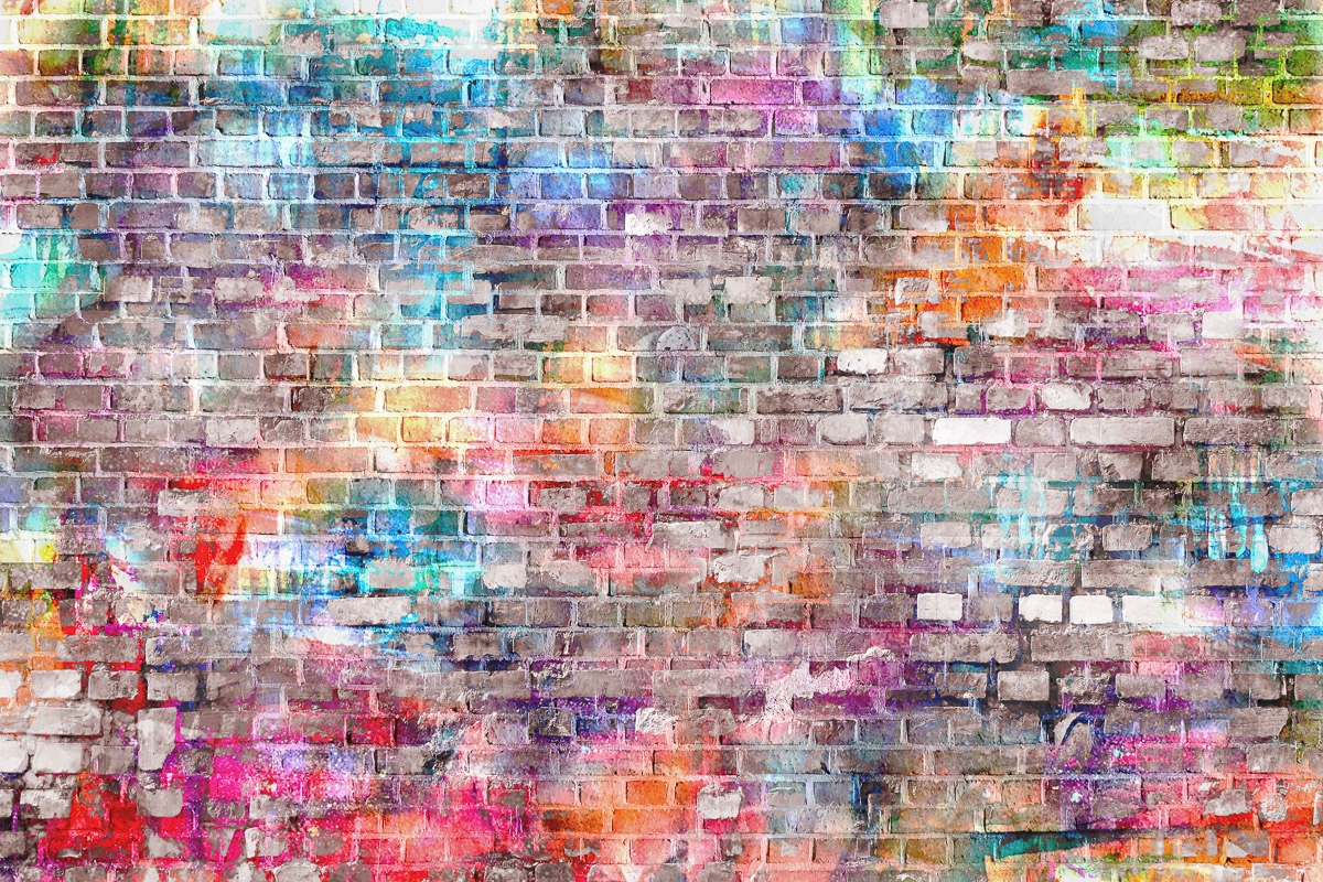 Papermoon Fototapete "STEINWAND ZIEGEL GRAFFITI" günstig online kaufen