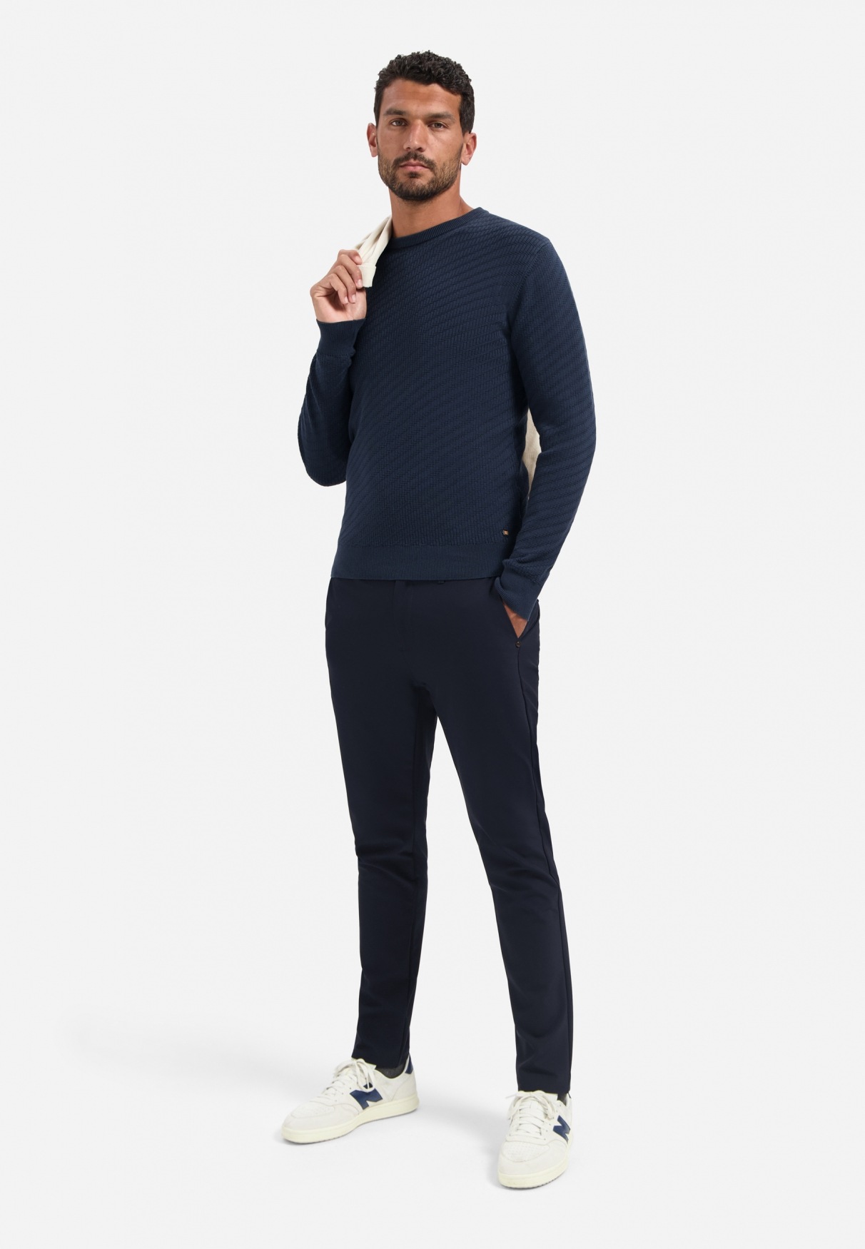 Thumbnail - NO EXCESS V-Ausschnitt-Pullover "No Excess Pullover mit diagonaler Strickstruktur"