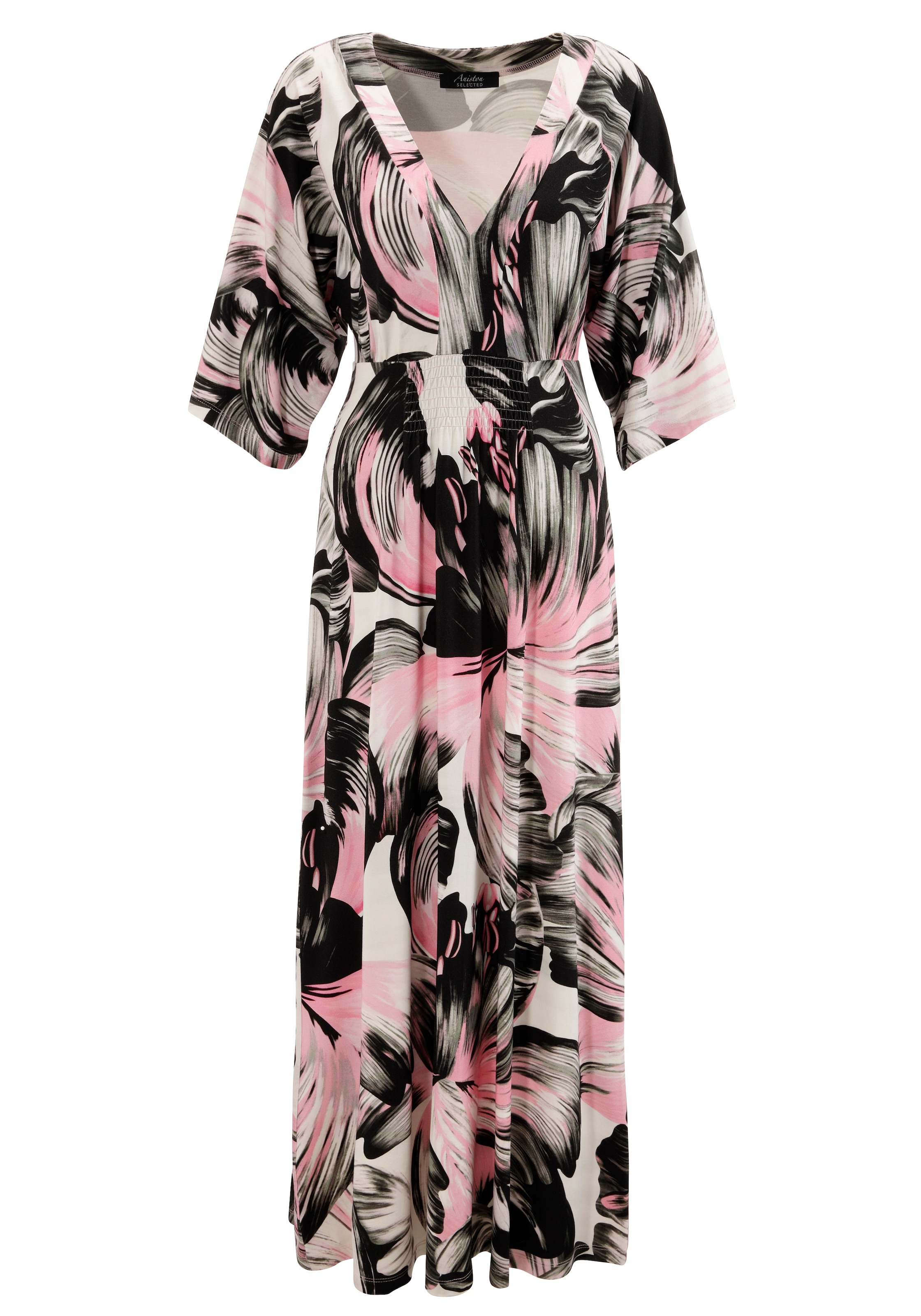 Aniston SELECTED Maxikleid, mit weiten, 3/4-langen Ärmeln und fantasievollem Druck