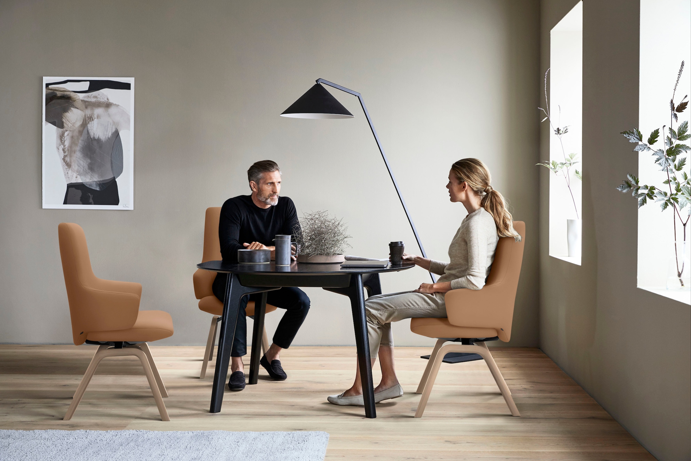 Stressless® Polsterstuhl »Laurel«, Leder PALOMA, High Back mit Armlehne, Größe L, mit schräggestellten Beinen