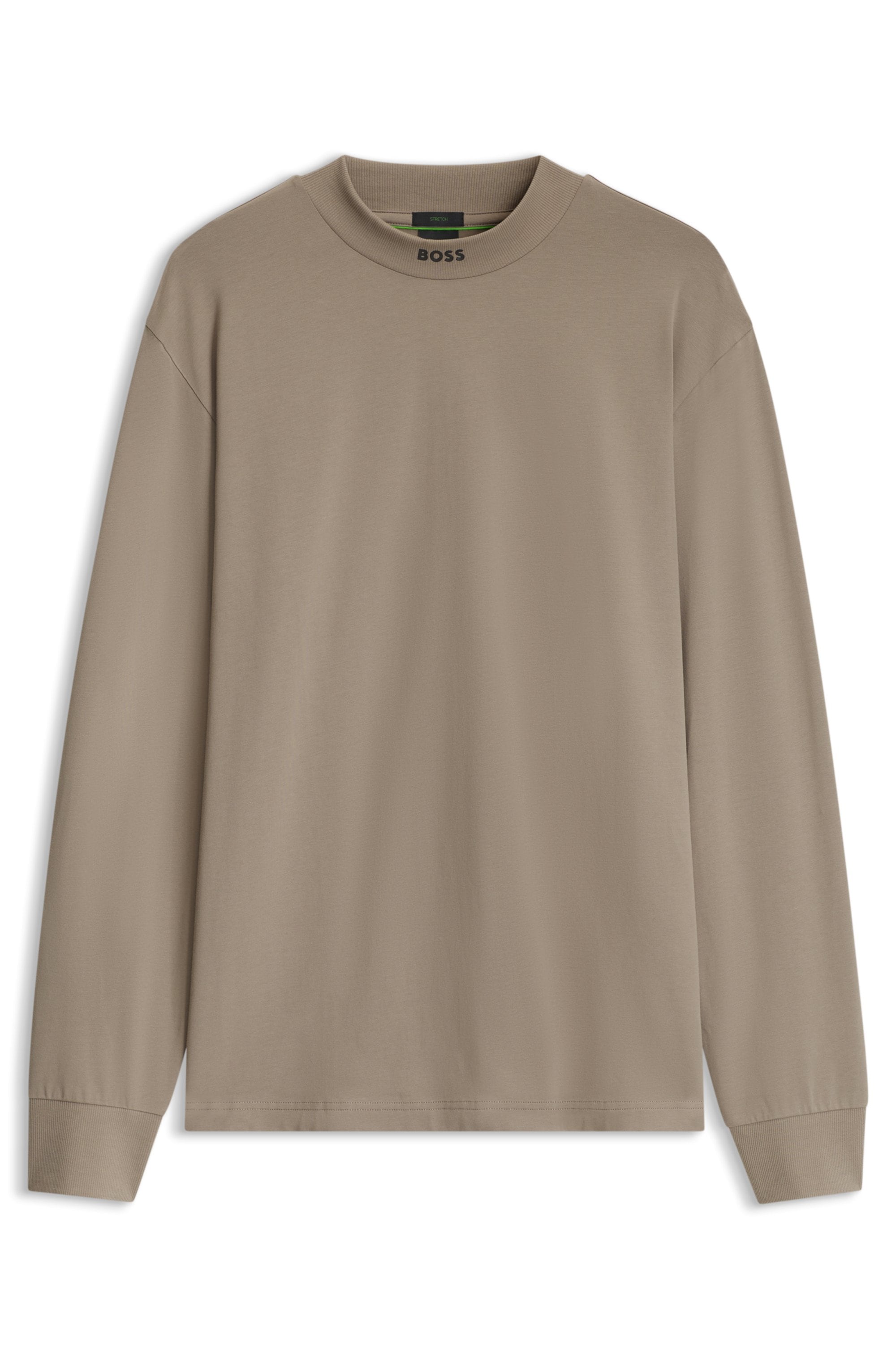 BOSS GREEN Langarmshirt Stretch Jersey Baumwolle, Relaxed Fit, Rundhalsausschnitt