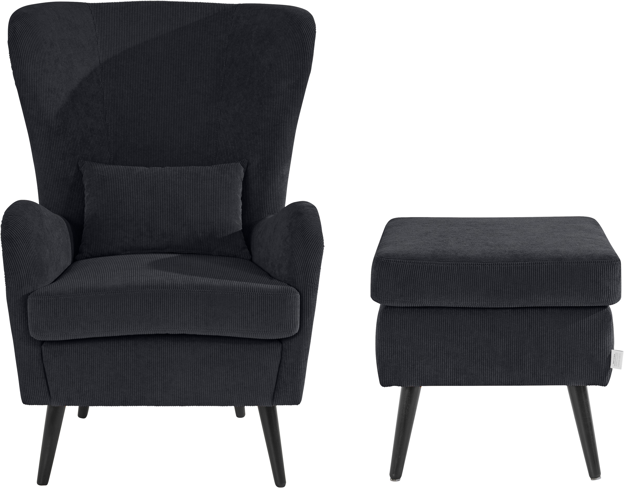 OTTO home Sessel "Salla auch in Fellimitat und Feincord, viele Bezugsarten, Ohrensessel" wahlweise mit oder ohne Hocker; großer Sessel: Maße B/T/H: 78/94/118cm