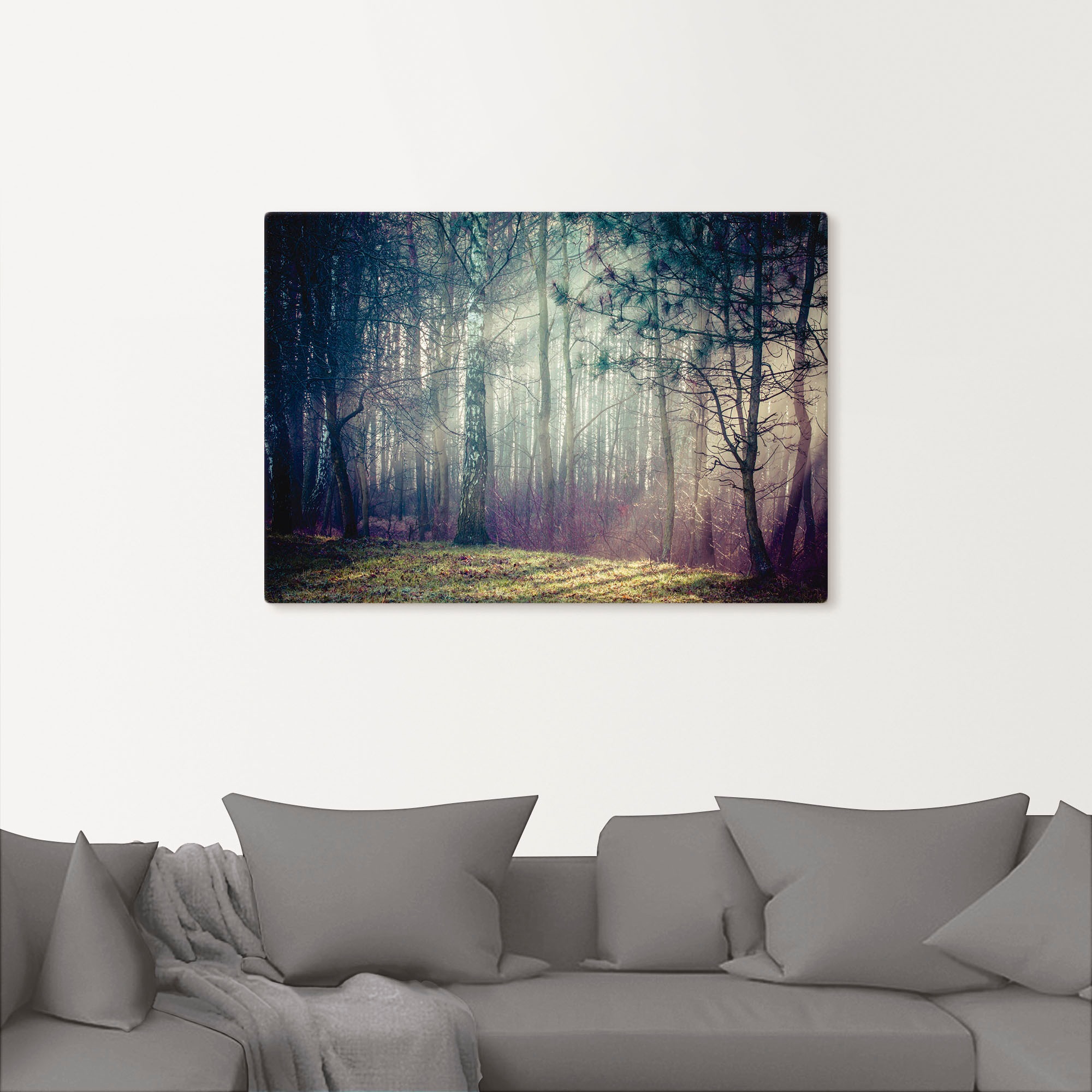 Artland Wandbild »Sonnenstrahlen im Wald«, Waldbilder, (1 St.), als Alubild, Outdoorbild, Leinwandbild in verschied. Größen